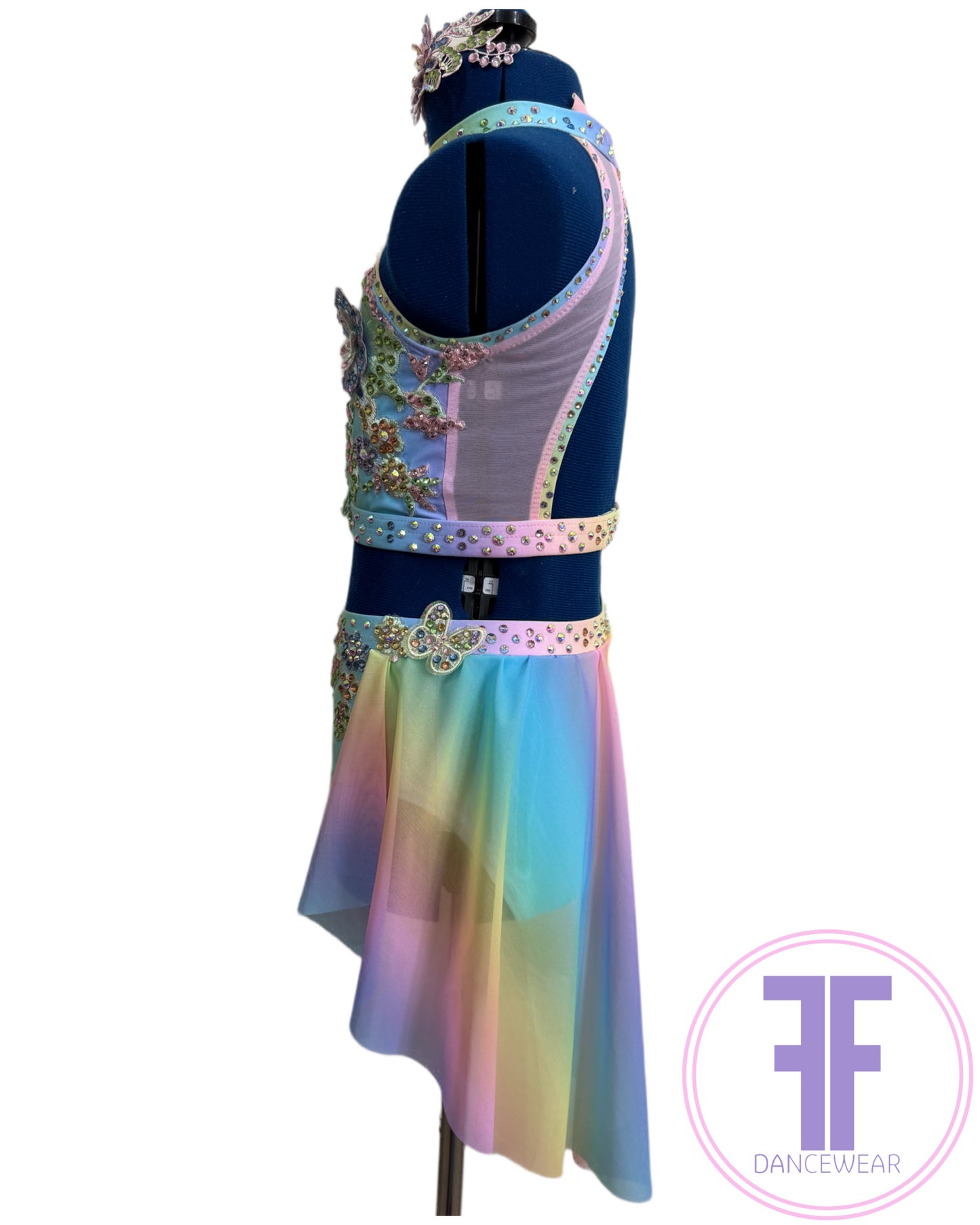 ELENA Pastel Rainbow Stoned Dance Costume Lyrical / Contemporary Dance Costume (7/8 yrs)