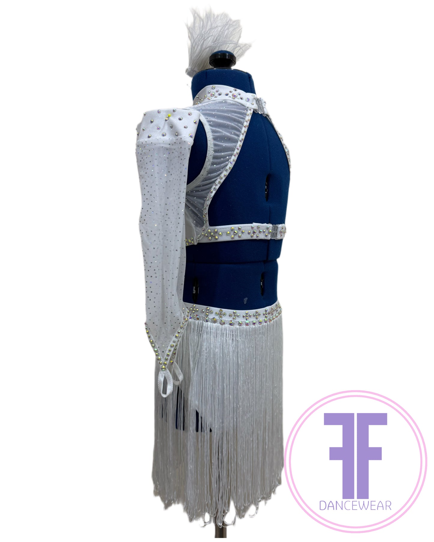 White Stoned Modern / Jazz / Tap Dance Costume (7/8 yrs)