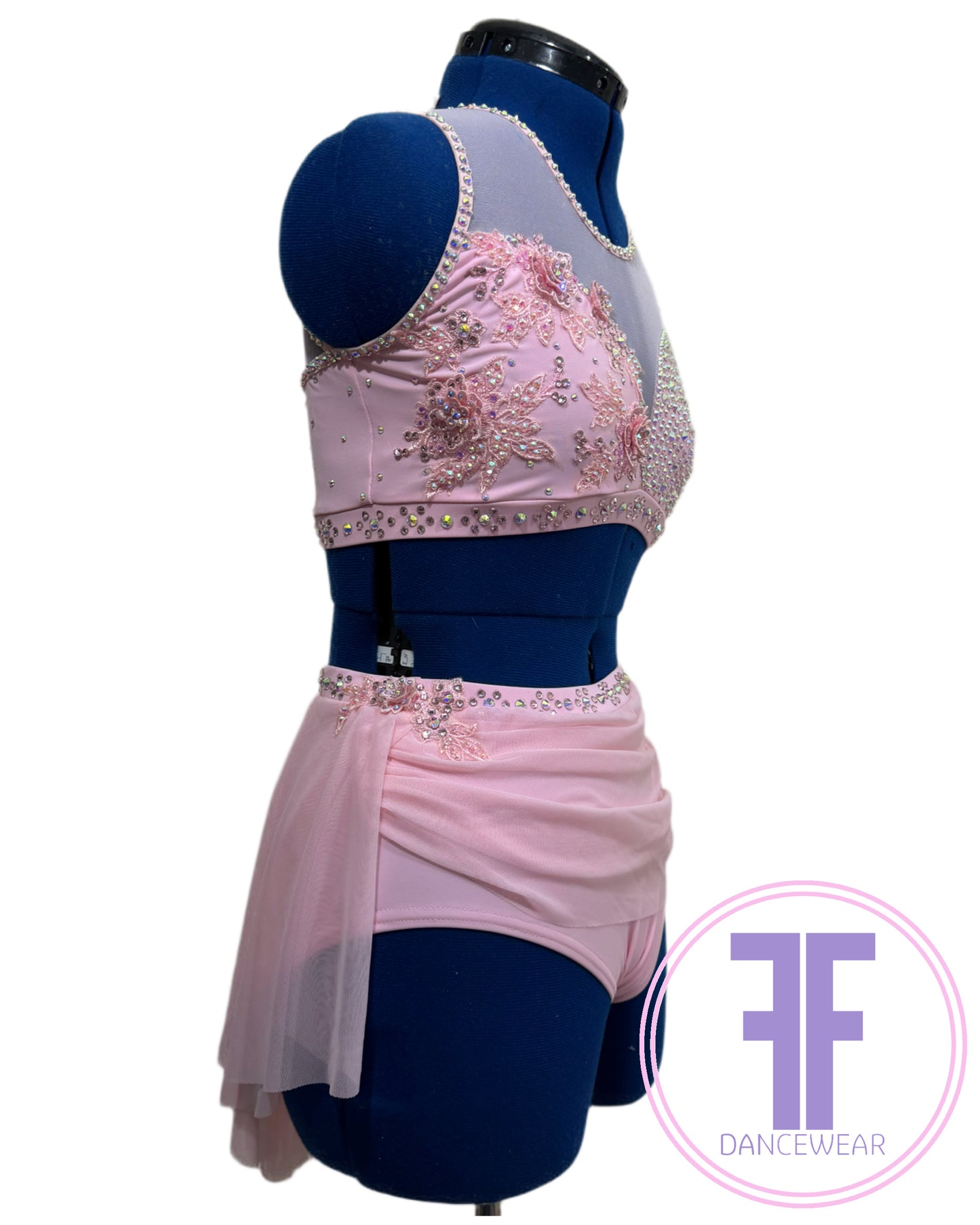 Bespoke Pink Stoned Lyrical / Contemporary Dance Costume (AS)