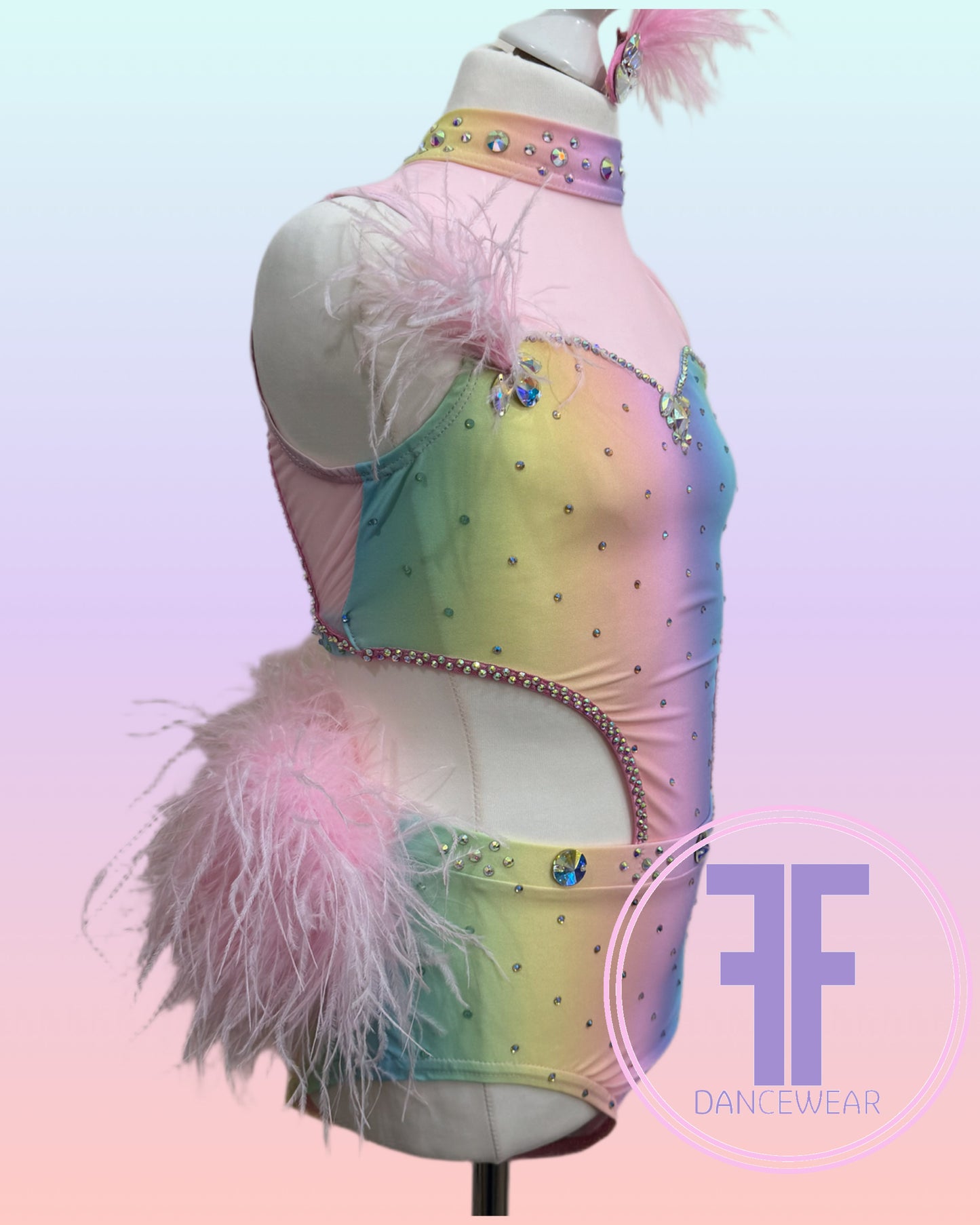 BESPOKE Pastel Rainbow Stoned Modern / Tap Dance Costume (11/12 yrs)
