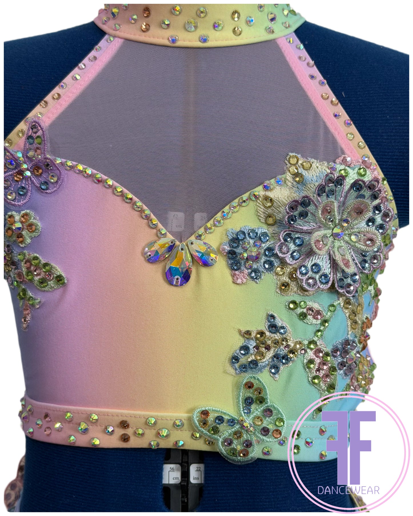 ELENA Pastel Rainbow Stoned Dance Costume Lyrical / Contemporary Dance Costume (7/8 yrs)