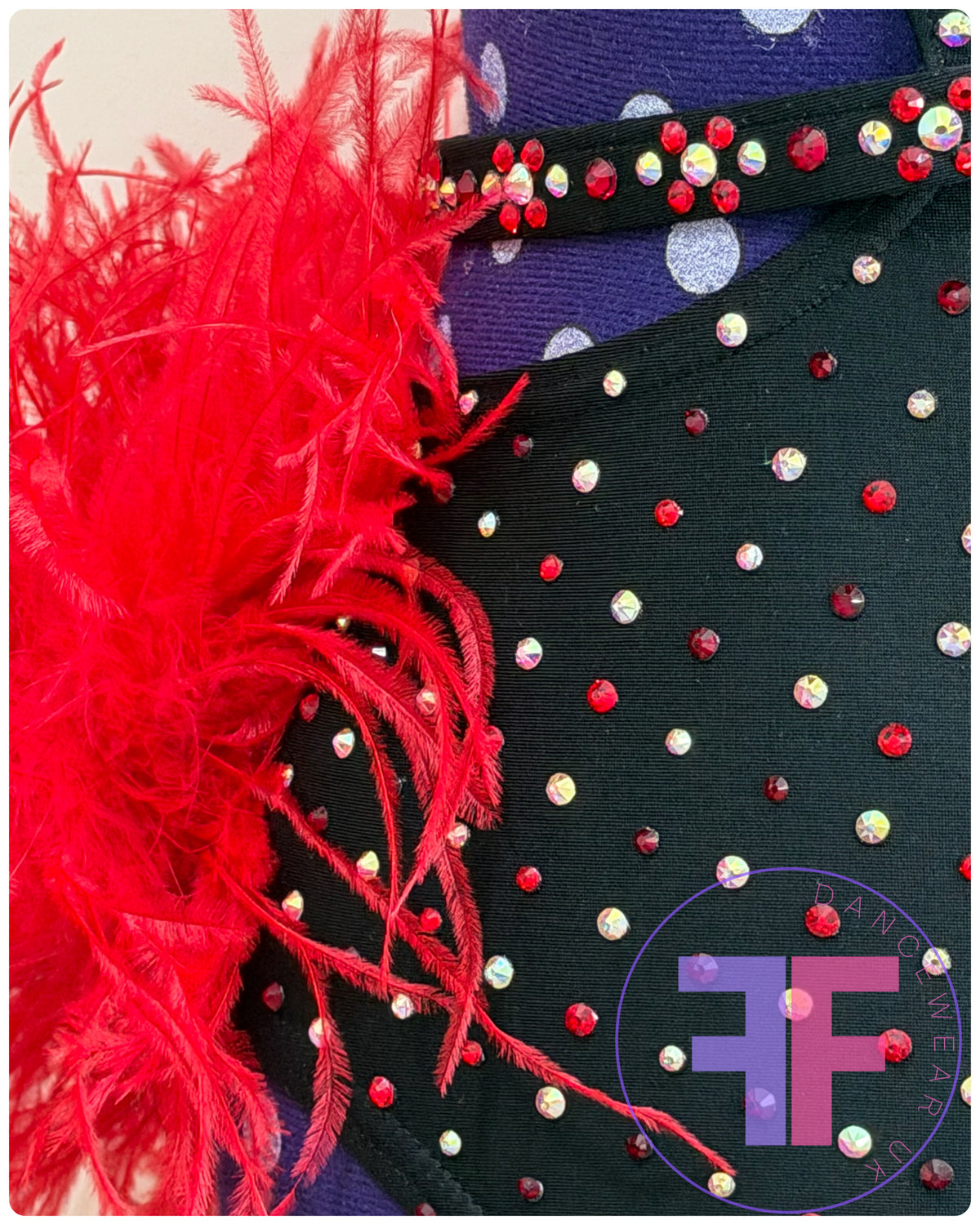 BESPOKE Black & Red Stoned Modern / Jazz / Tap Dance Costume (AS)