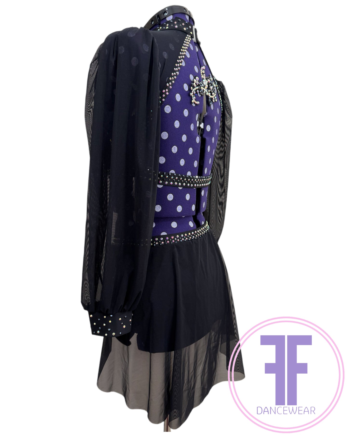 BESPOKE Black Stoned Dance Costume Lyrical / Contemporary Dance Costume (Adult Small)