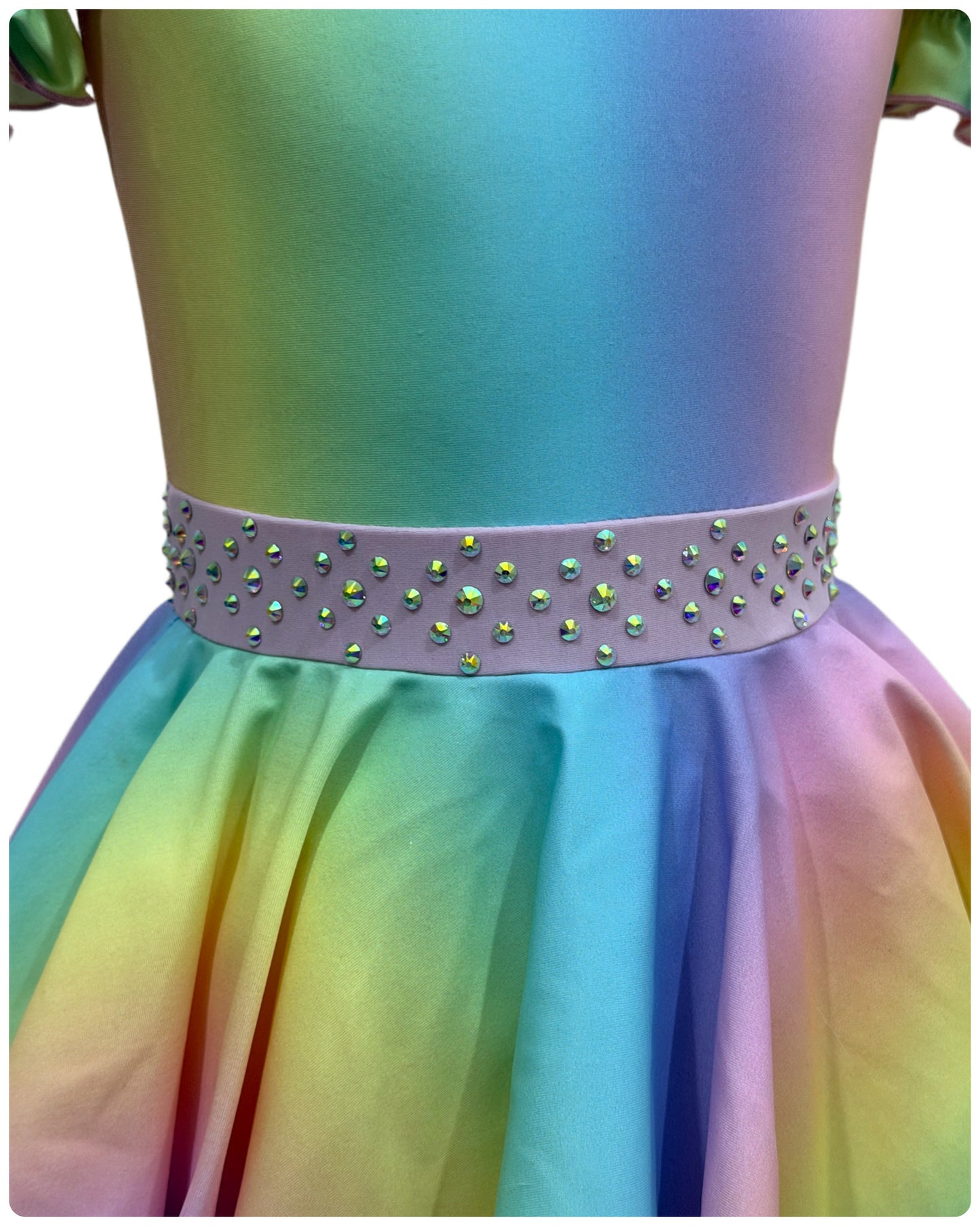 BESPOKE Pastel Rainbow Stoned Modern / Tap Dance Costume (5/6 yrs)