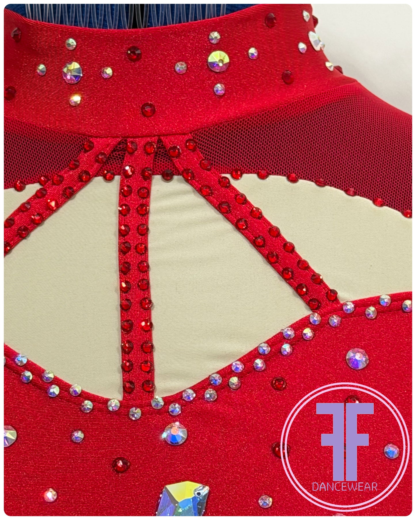 BESPOKE Red Stoned Modern / Tap / Acro Dance Costume (AS)