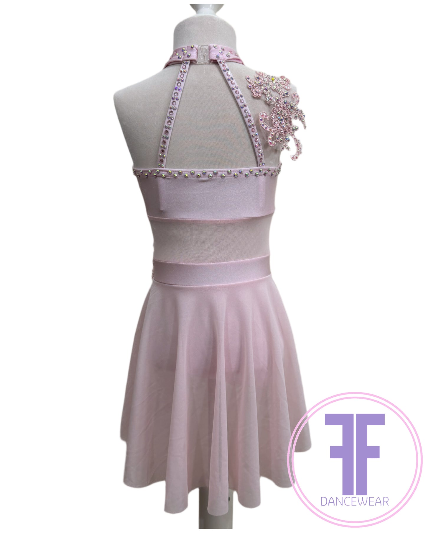 BESPOKE Sugar Pink Stoned Lyrical / Contemporary Dance Costume (5/6yrs)
