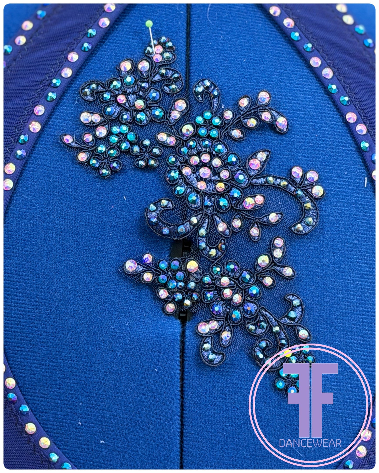 Bespoke Navy Blue Stoned Lyrical / Contemporary Dance Costume (AS)