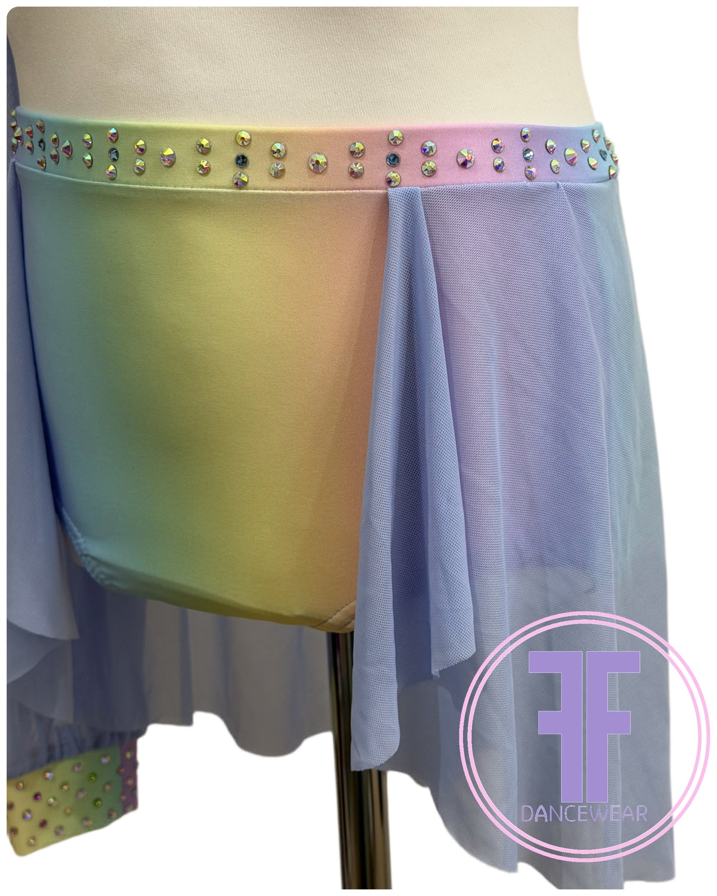 MELODY Pastel Rainbow & Blue Lyrical / Contemporary Dance Costume (11/12 yrs)