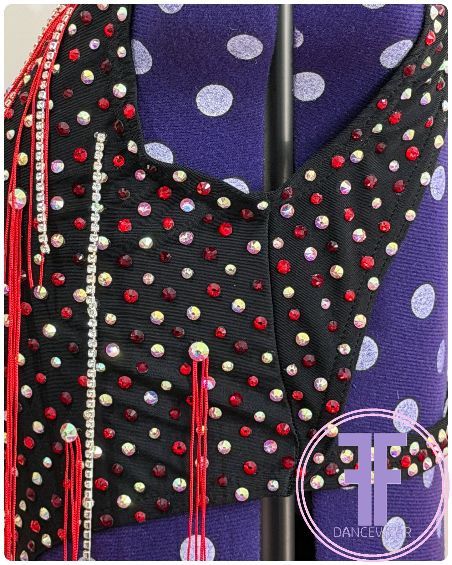 BESPOKE Black & Red Stoned Modern / Jazz / Tap Dance Costume (AS)