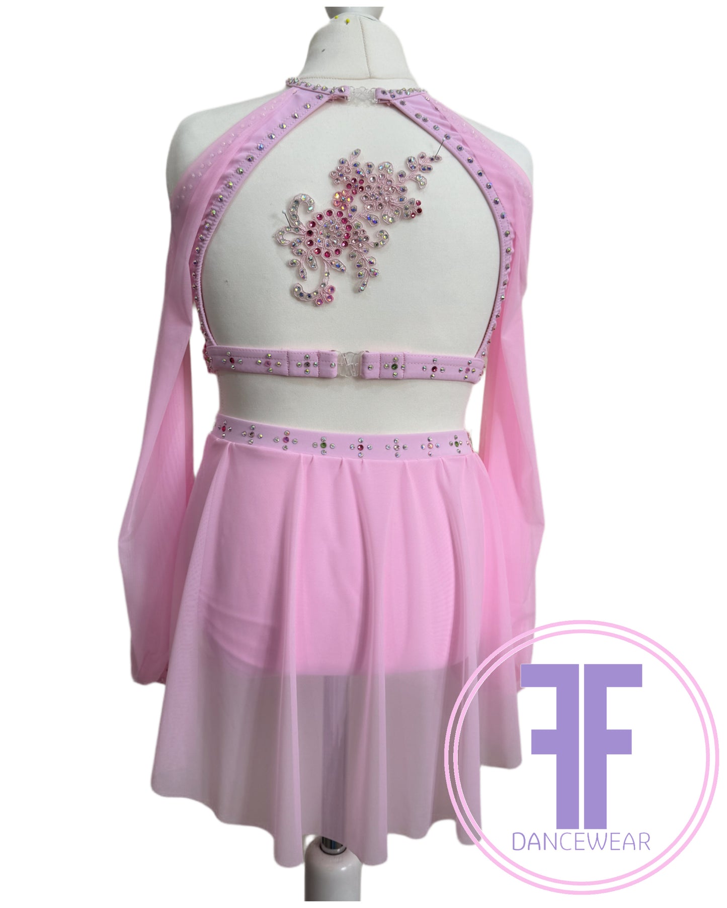 BESPOKE Pink Stoned Lyrical / Contemporary Dance Costume (11/12 yrs)
