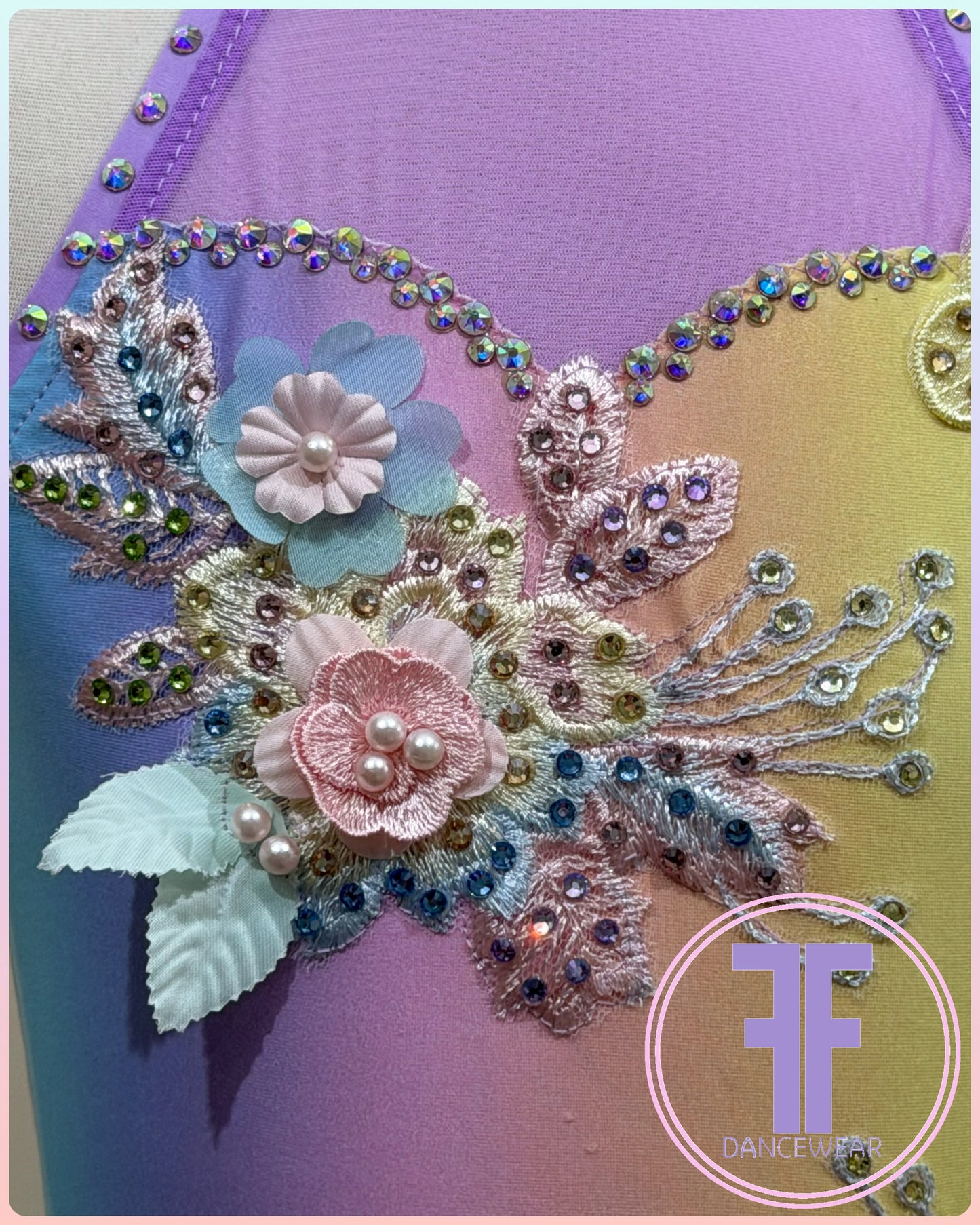 BESPOKE Rainbow Stoned Lyrical / Contemporary Dance Costume (5/6yrs)