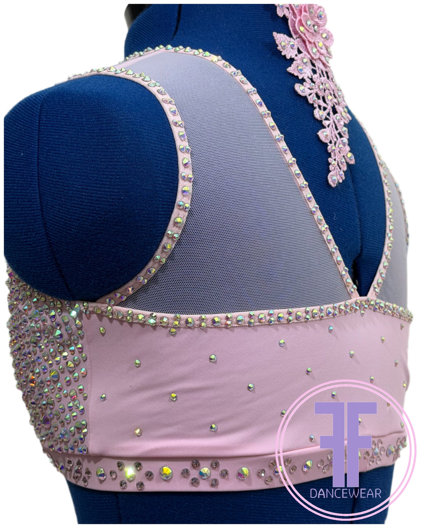 Bespoke Pink Stoned Lyrical / Contemporary Dance Costume (AS)