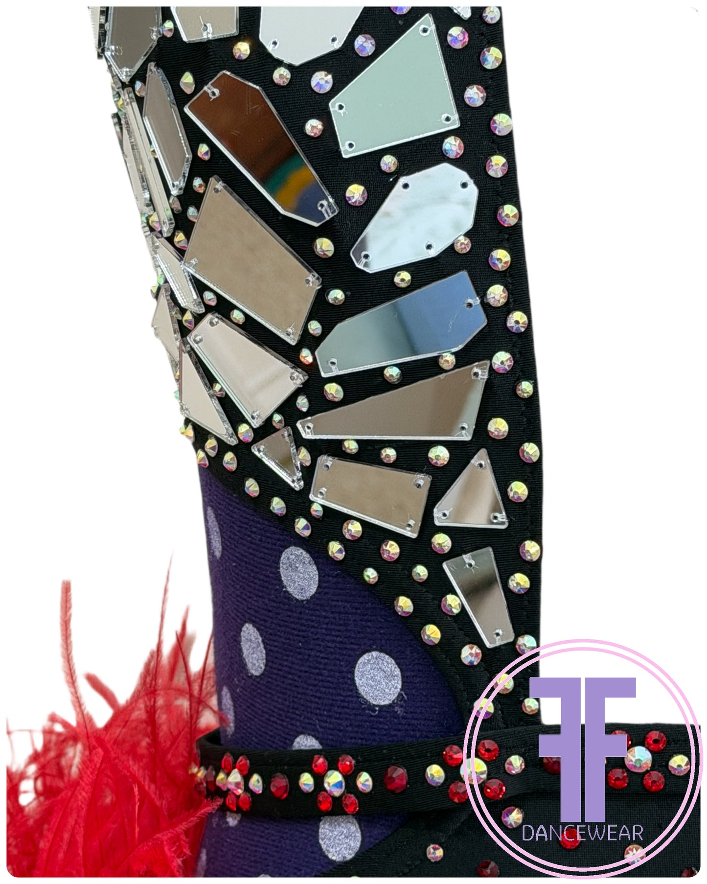 BESPOKE Black & Red Stoned Modern / Jazz / Tap Dance Costume (AS)