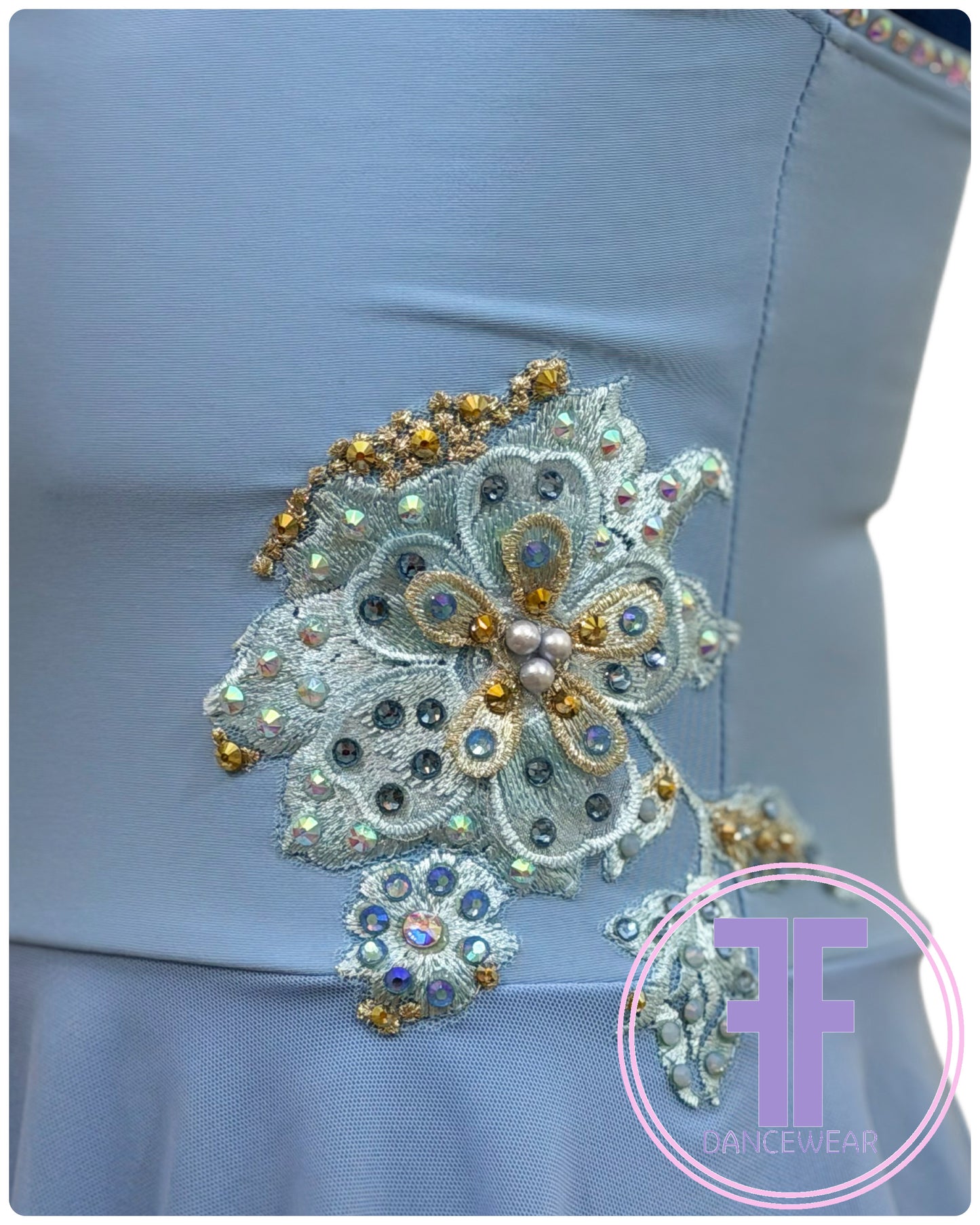 Bespoke Sky Blue Stoned Lyrical / Contemporary Dance Costume (9/10 yrs)