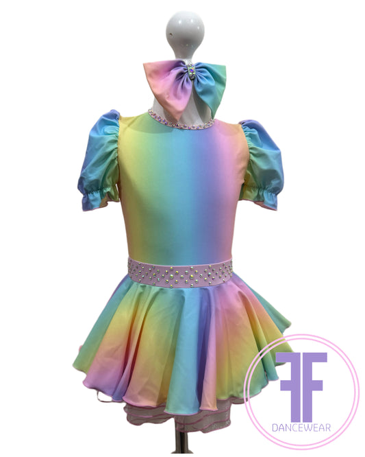 BESPOKE Pastel Rainbow Stoned Modern / Tap Dance Costume (5/6 yrs)