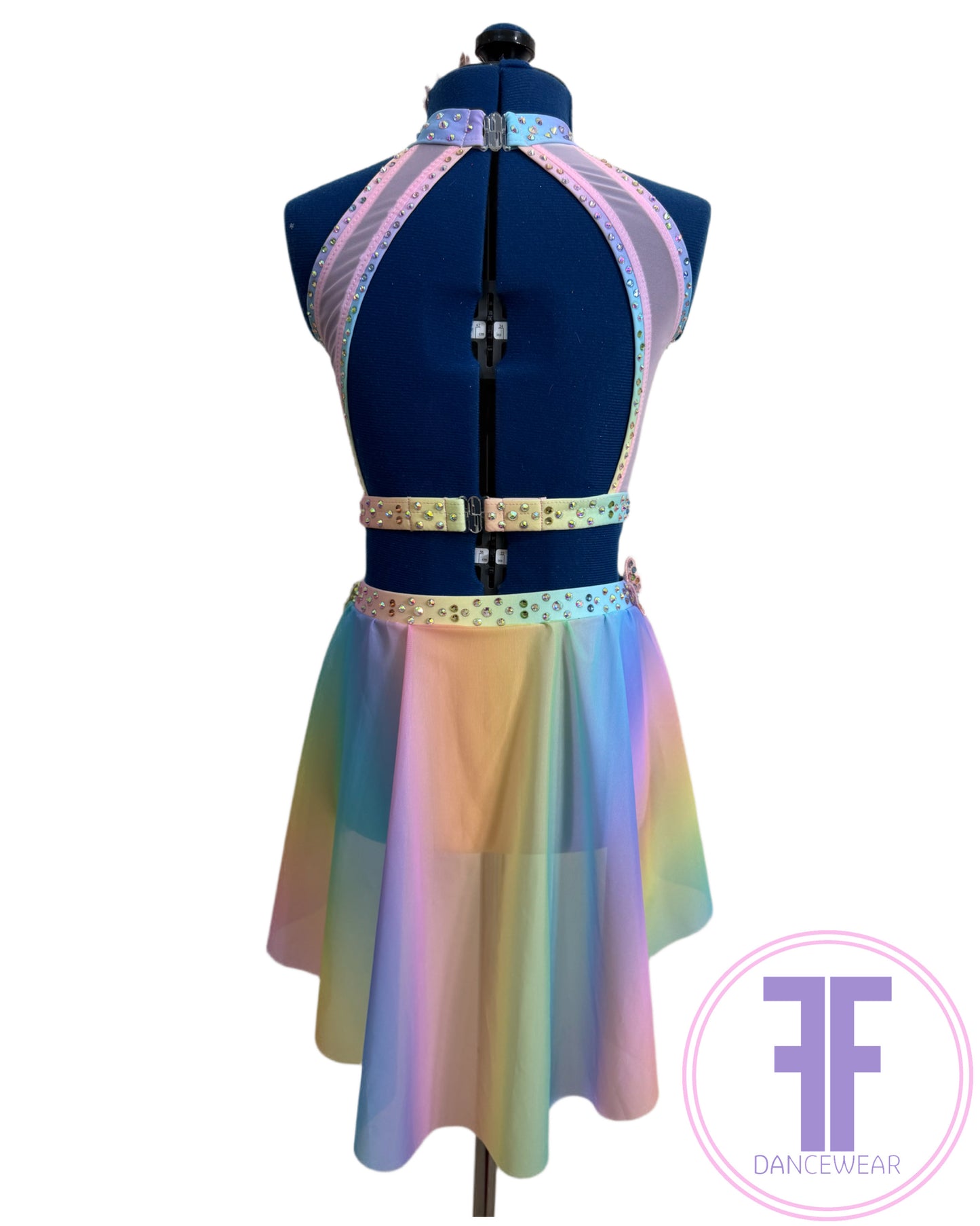 ELENA Pastel Rainbow Stoned Dance Costume Lyrical / Contemporary Dance Costume (7/8 yrs)