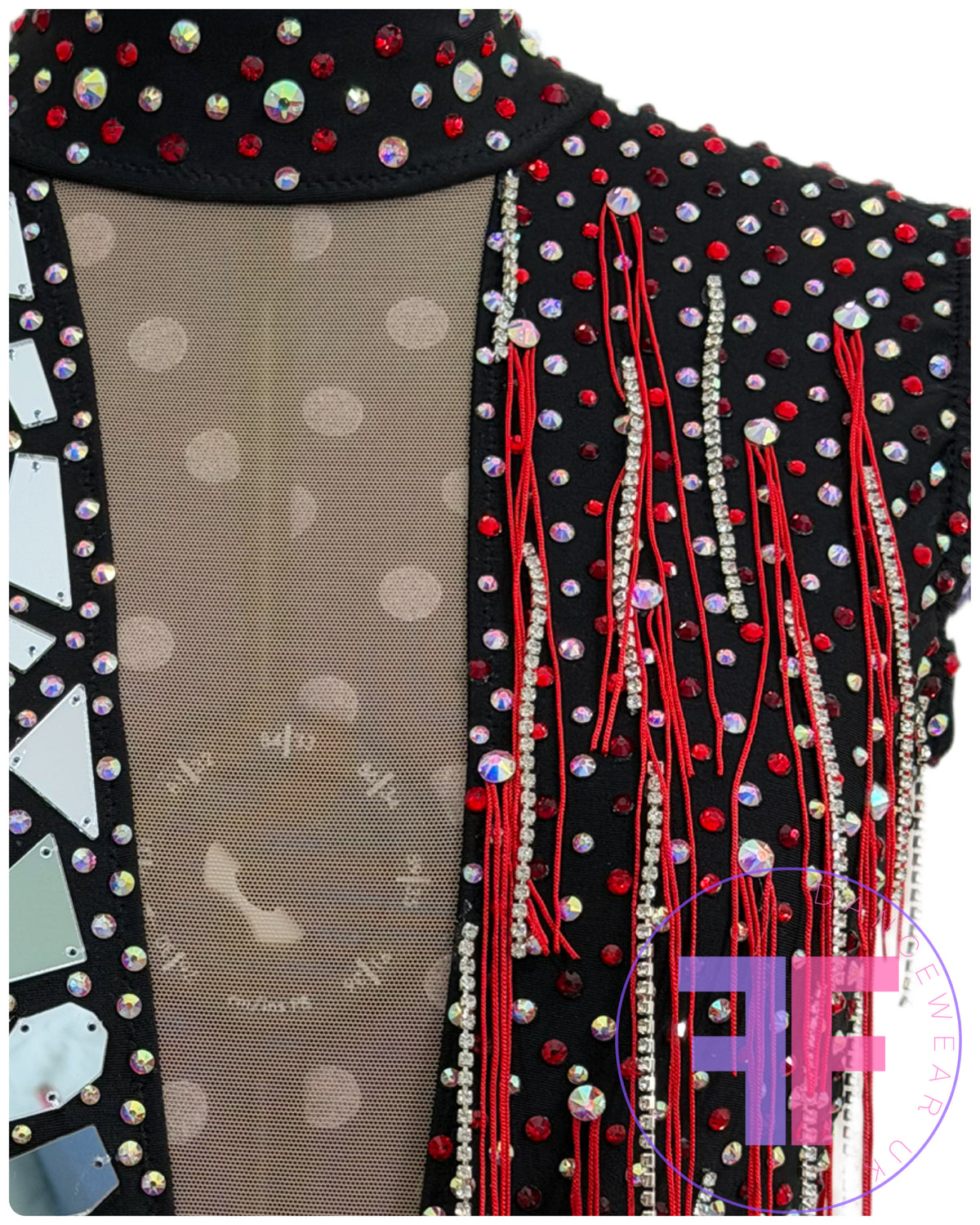 BESPOKE Black & Red Stoned Modern / Jazz / Tap Dance Costume (AS)