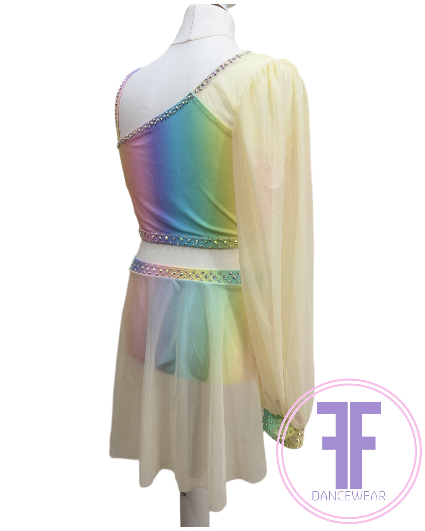 MELODY Pastel Rainbow & Lemon Stoned Lyrical / Contemporary Dance Costume (13/14 yrs)
