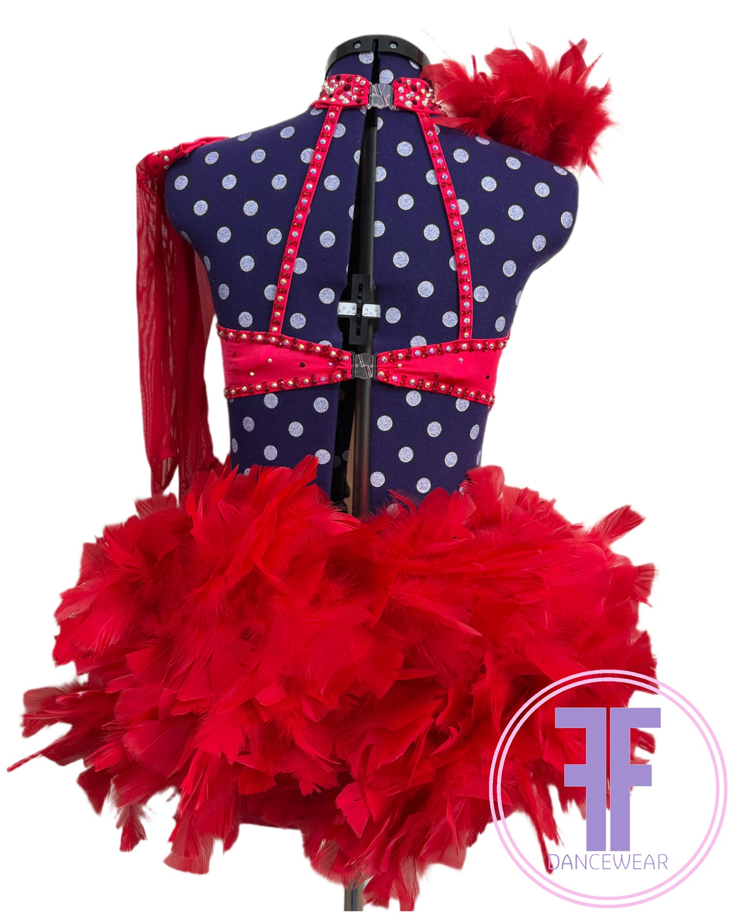 BESPOKE Red Feather Bustle Stoned Modern / Acro / Tap Dance Costume (AS)