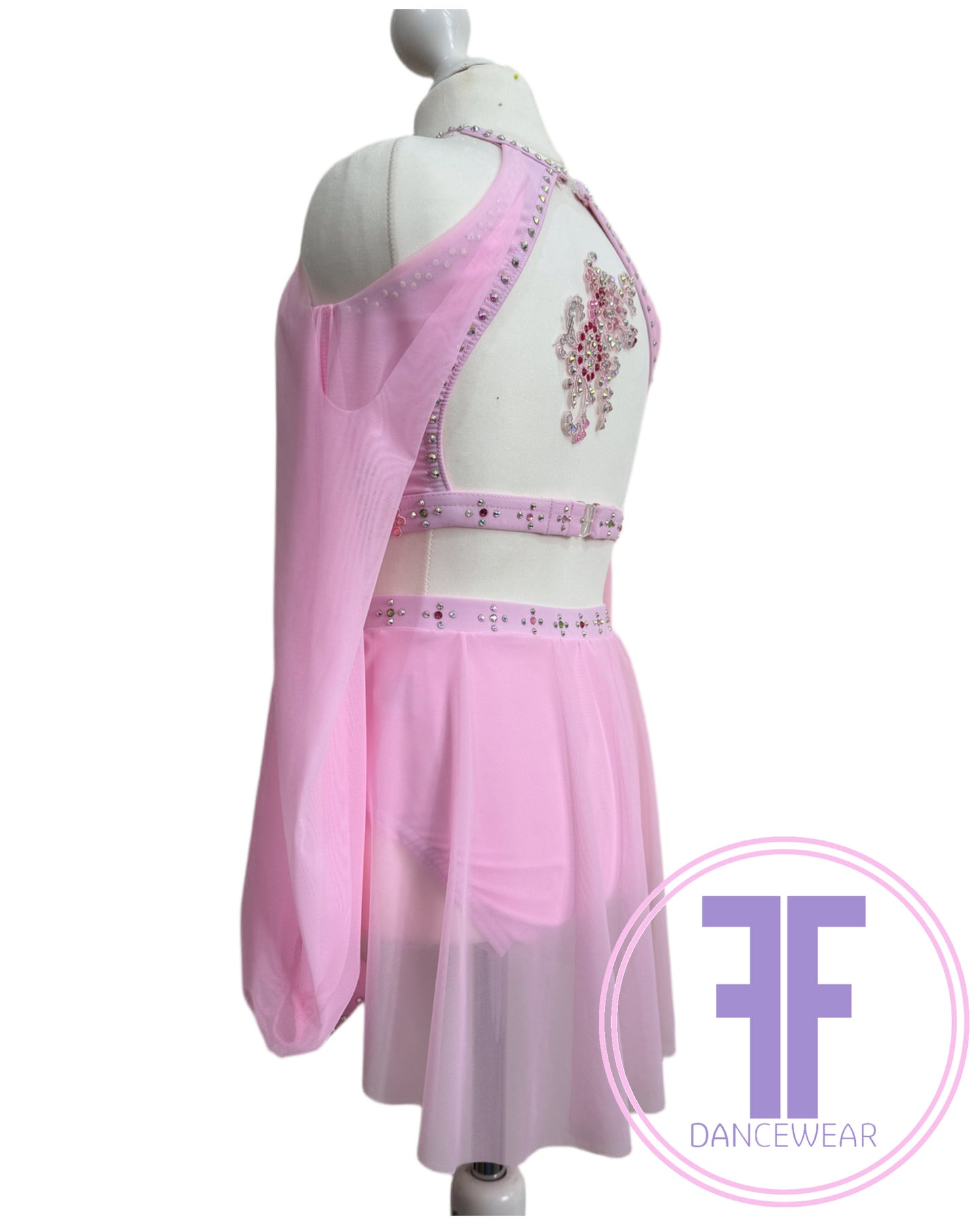 BESPOKE Pink Stoned Lyrical / Contemporary Dance Costume (11/12 yrs)