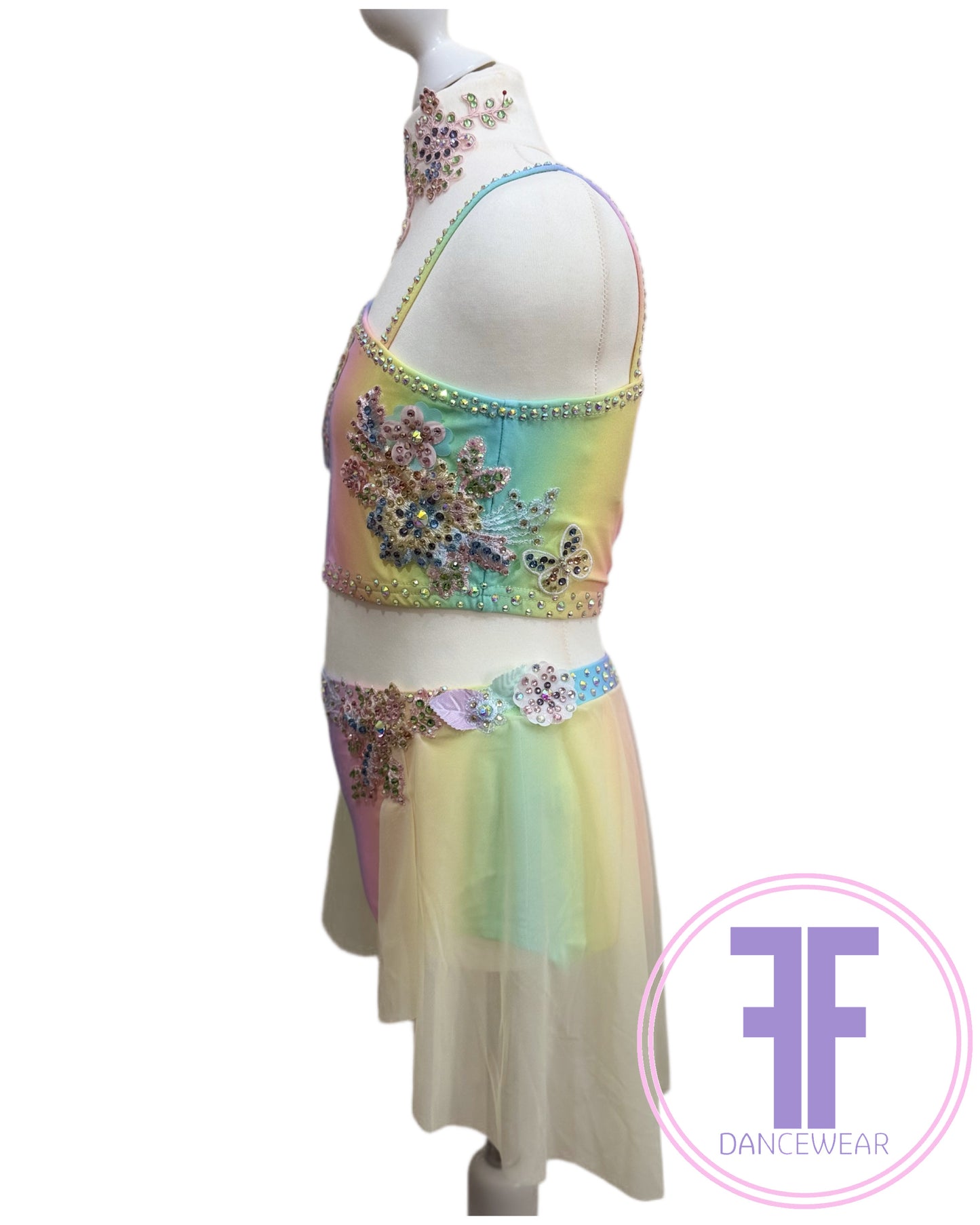 MELODY Pastel Rainbow & Lemon Stoned Lyrical / Contemporary Dance Costume (13/14 yrs)