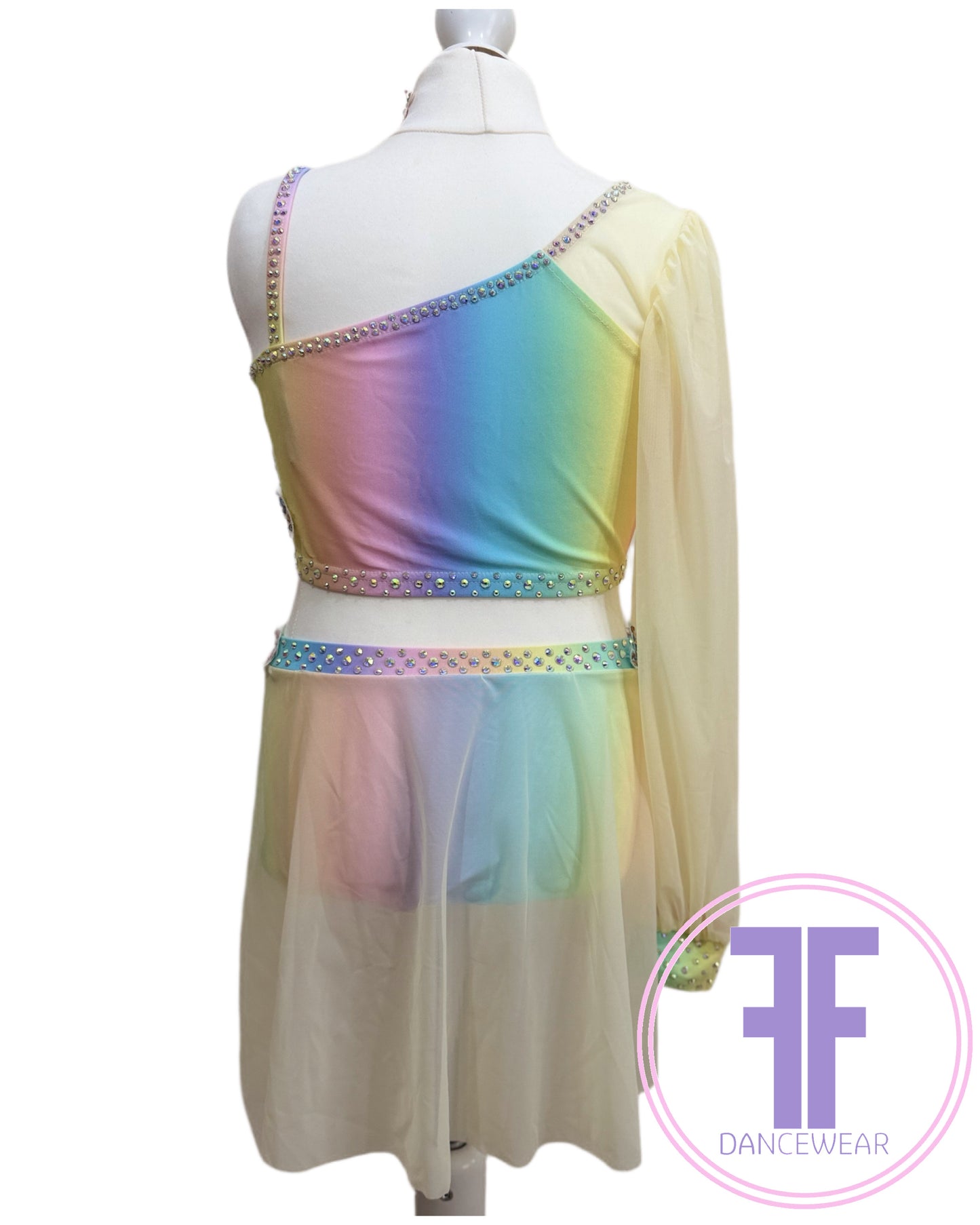 MELODY Pastel Rainbow & Lemon Stoned Lyrical / Contemporary Dance Costume (13/14 yrs)