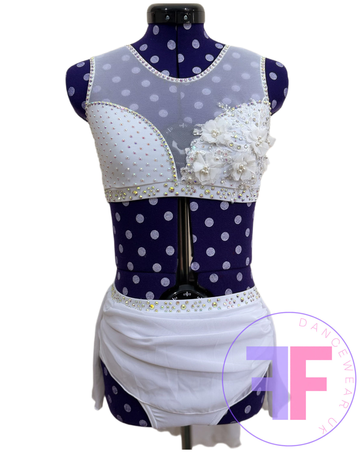Bespoke White Stoned Lyrical / Contemporary Dance Costume (AXS)