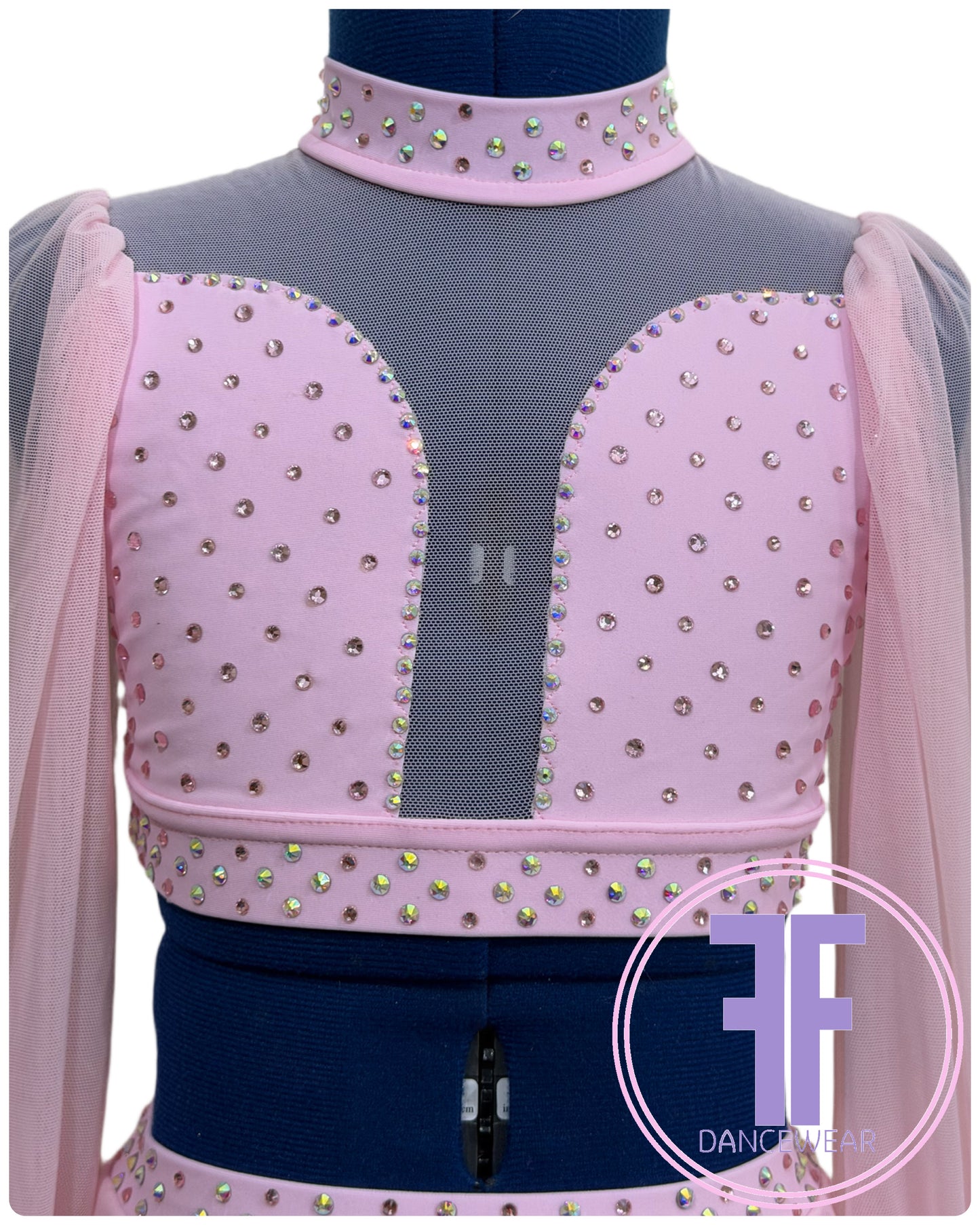 Bespoke Baby Pink Stoned Lyrical / Contemporary Dance Costume (7/8 yrs)