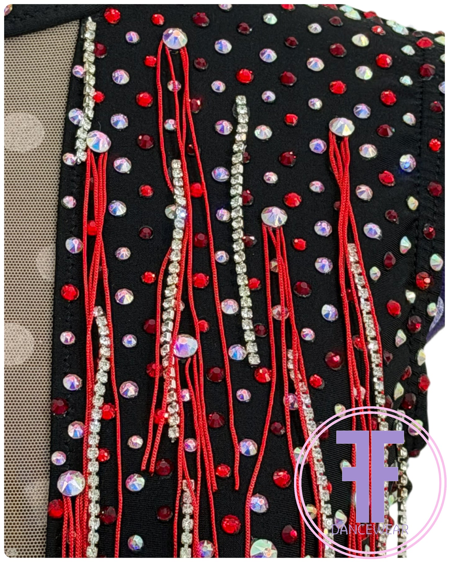 BESPOKE Black & Red Stoned Modern / Jazz / Tap Dance Costume (AS)