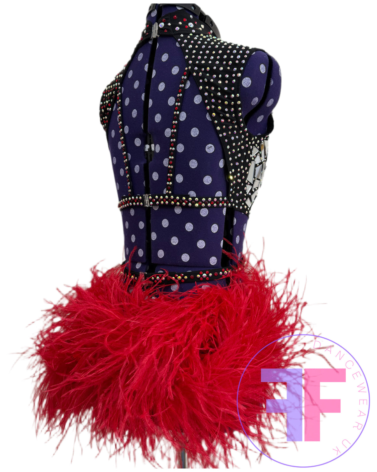 BESPOKE Black & Red Stoned Modern / Jazz / Tap Dance Costume (AS)