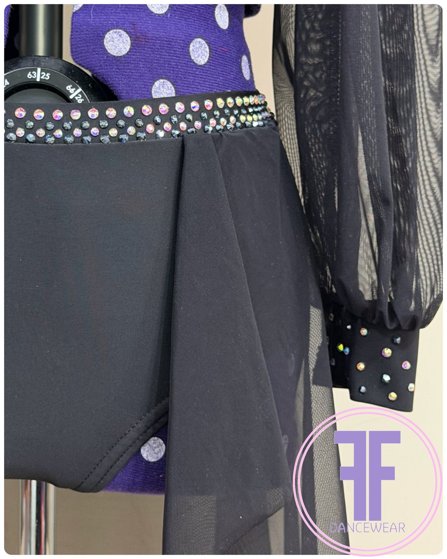 BESPOKE Black Stoned Dance Costume Lyrical / Contemporary Dance Costume (Adult Small)