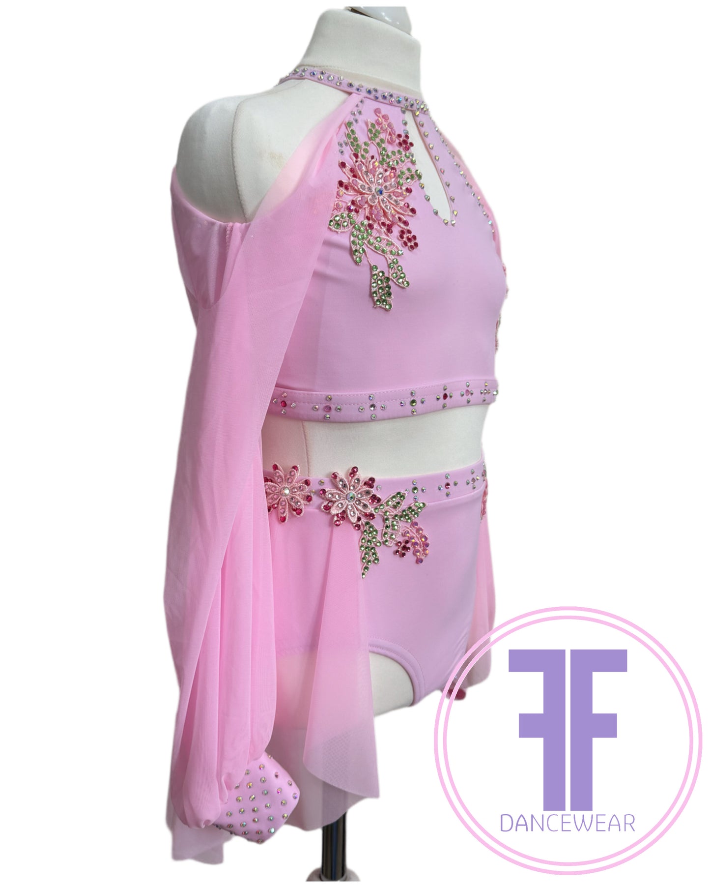 BESPOKE Pink Stoned Lyrical / Contemporary Dance Costume (11/12 yrs)