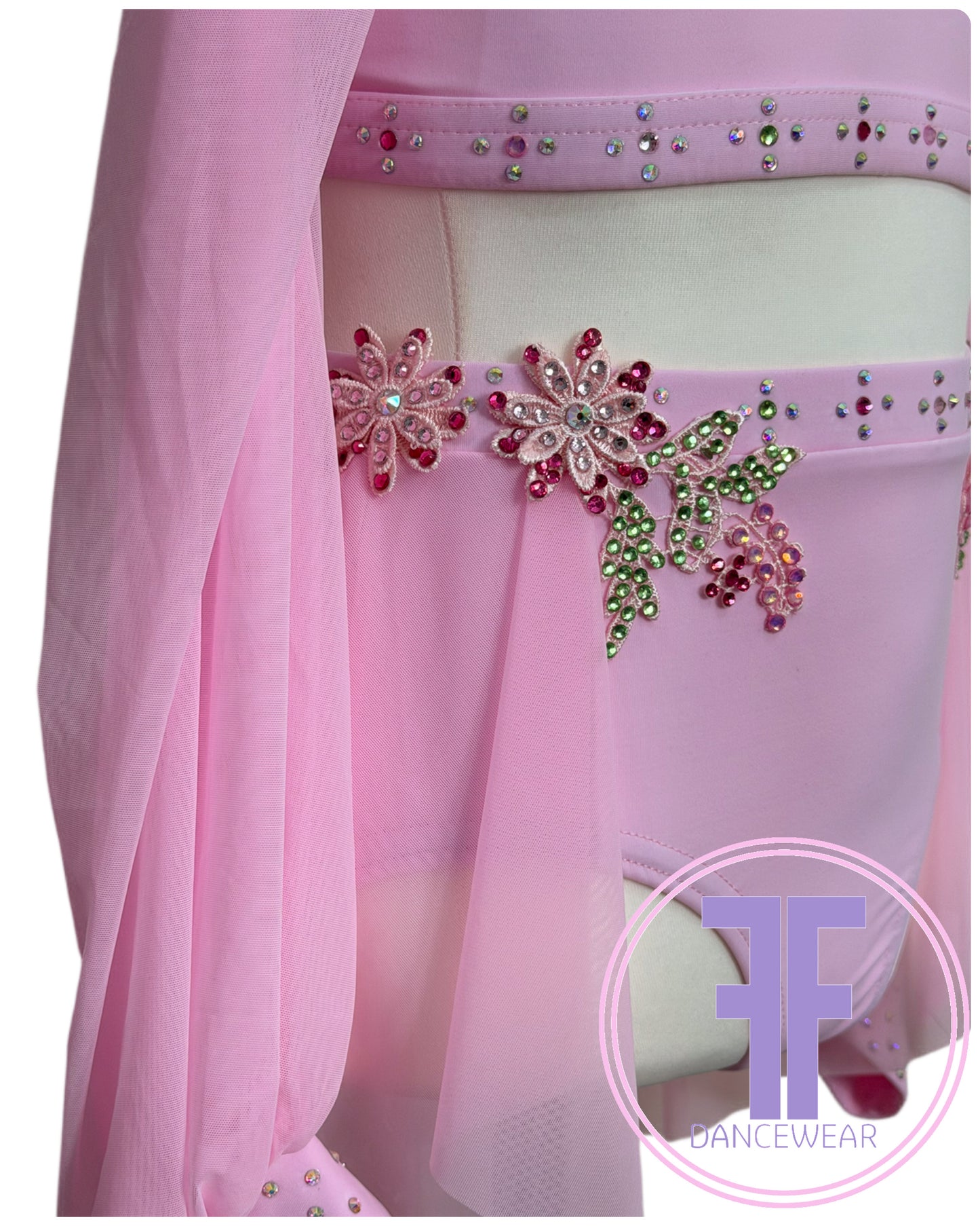 BESPOKE Pink Stoned Lyrical / Contemporary Dance Costume (11/12 yrs)