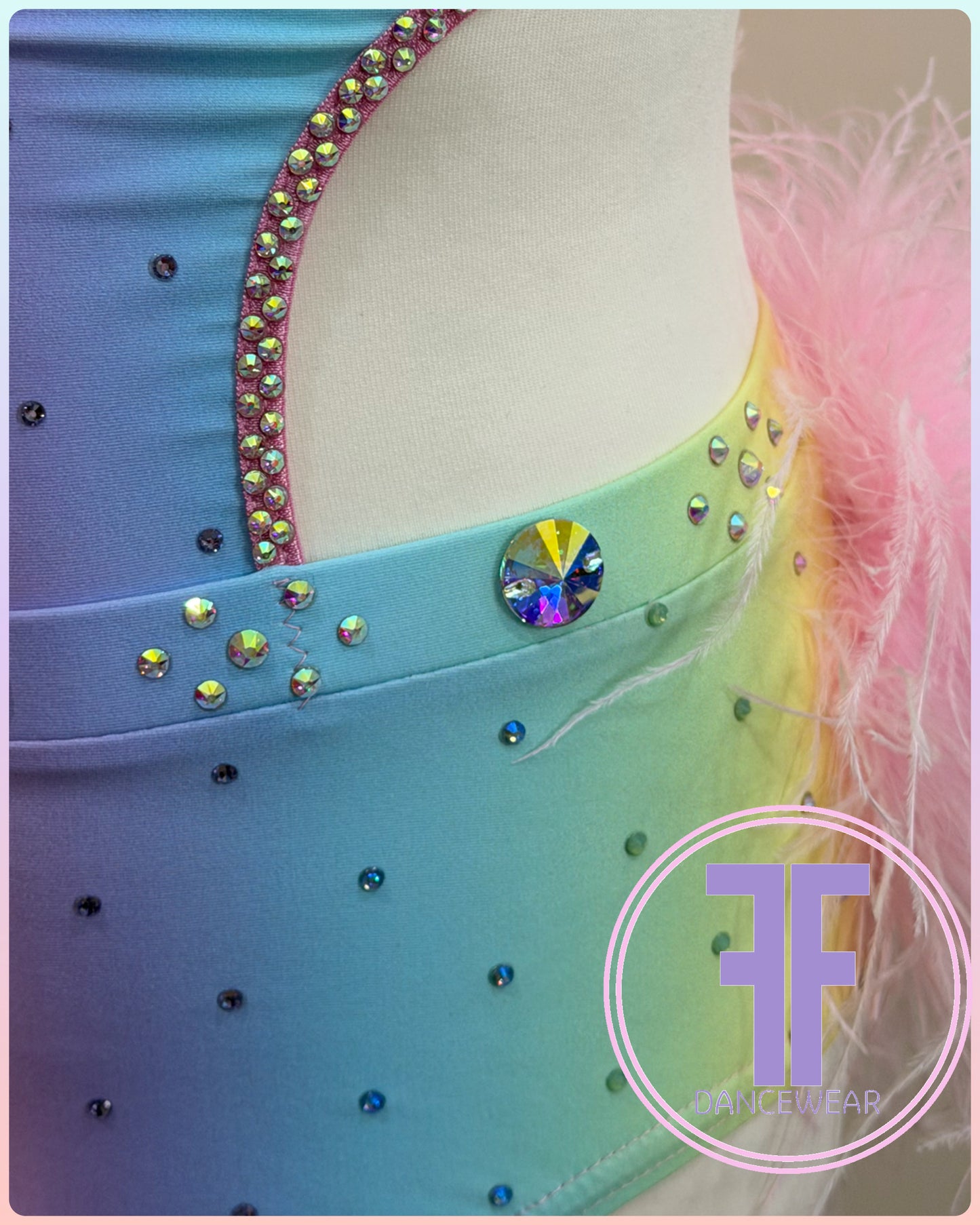 BESPOKE Pastel Rainbow Stoned Modern / Tap Dance Costume (11/12 yrs)