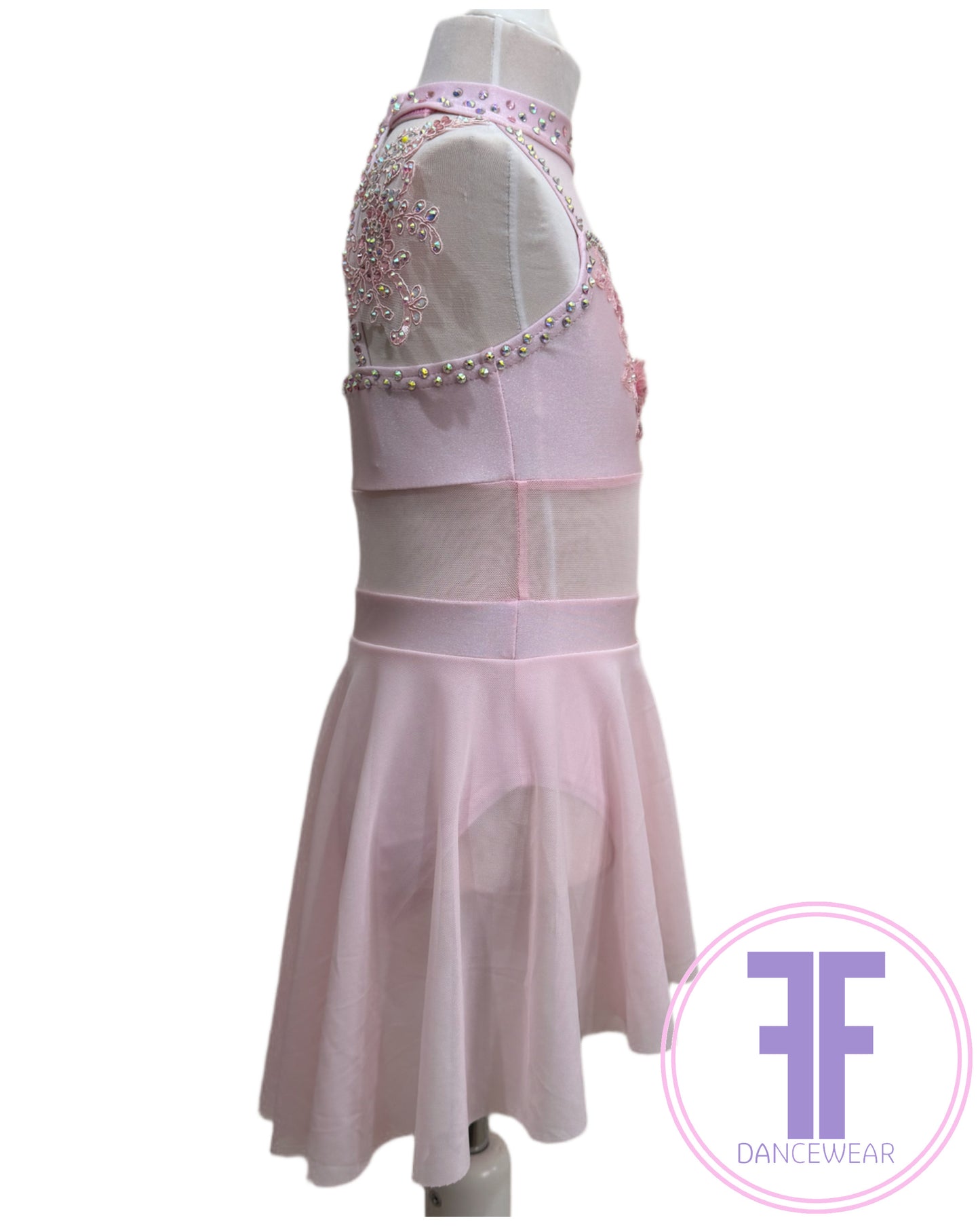 BESPOKE Sugar Pink Stoned Lyrical / Contemporary Dance Costume (5/6yrs)