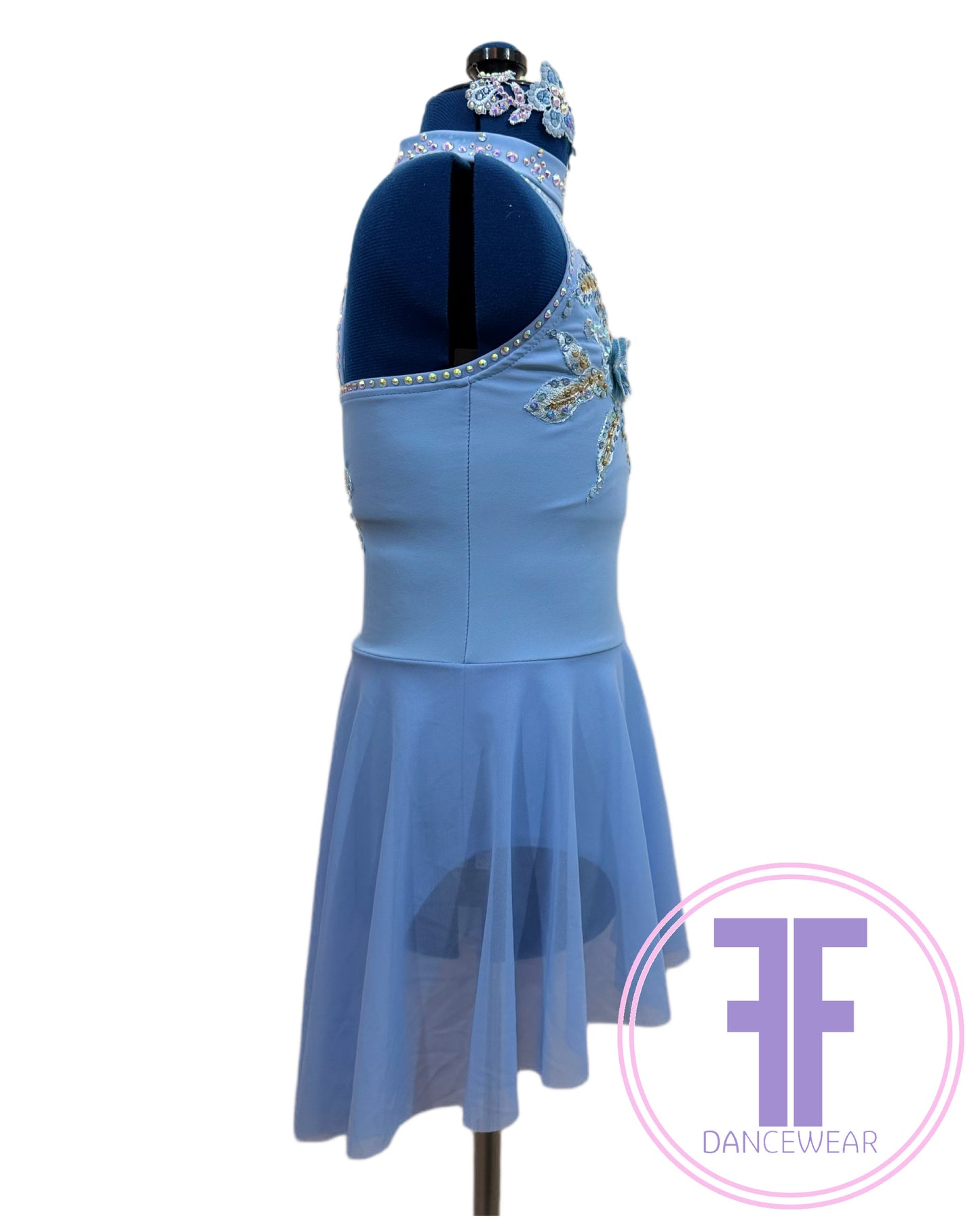 Bespoke Sky Blue Stoned Lyrical / Contemporary Dance Costume (9/10 yrs)