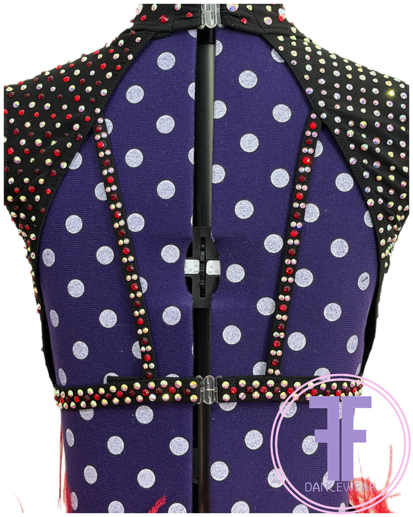 BESPOKE Black & Red Stoned Modern / Jazz / Tap Dance Costume (AS)