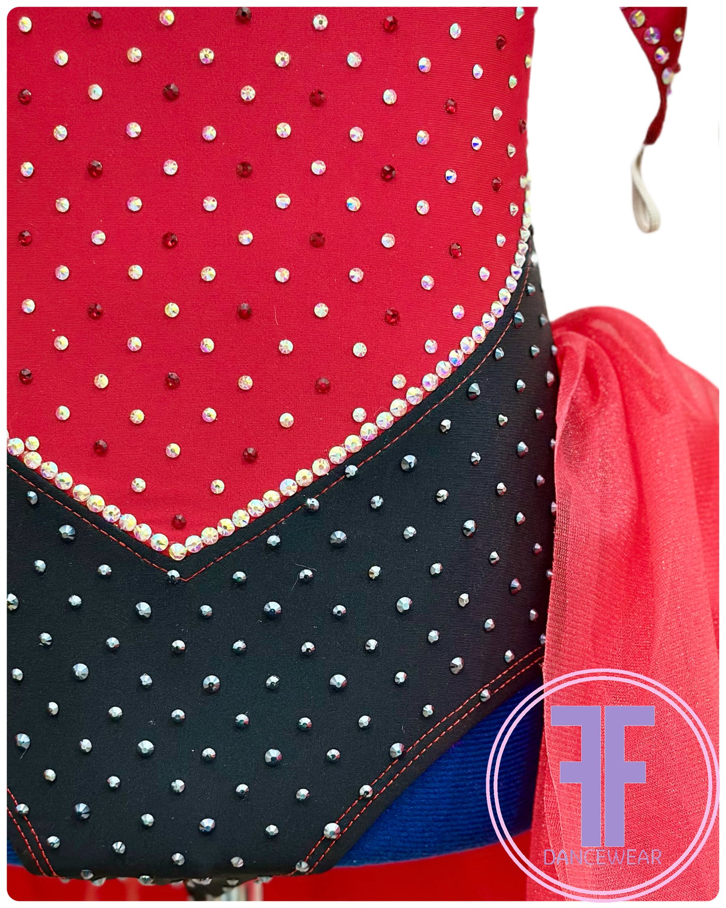 Red Heart & Black Stoned Modern / Jazz / Tap Dance Costume (7/8 yrs)