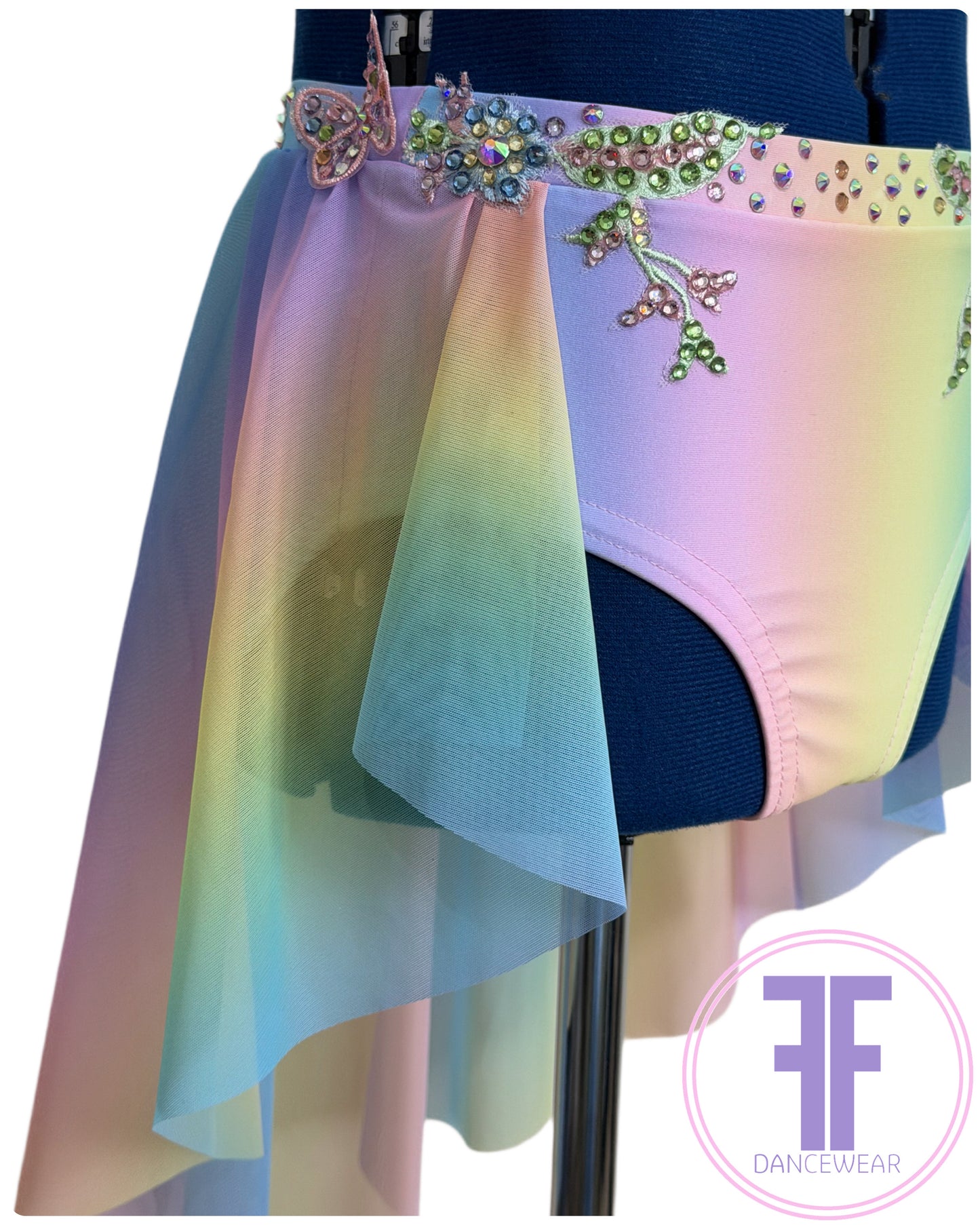 ELENA Pastel Rainbow Stoned Dance Costume Lyrical / Contemporary Dance Costume (7/8 yrs)