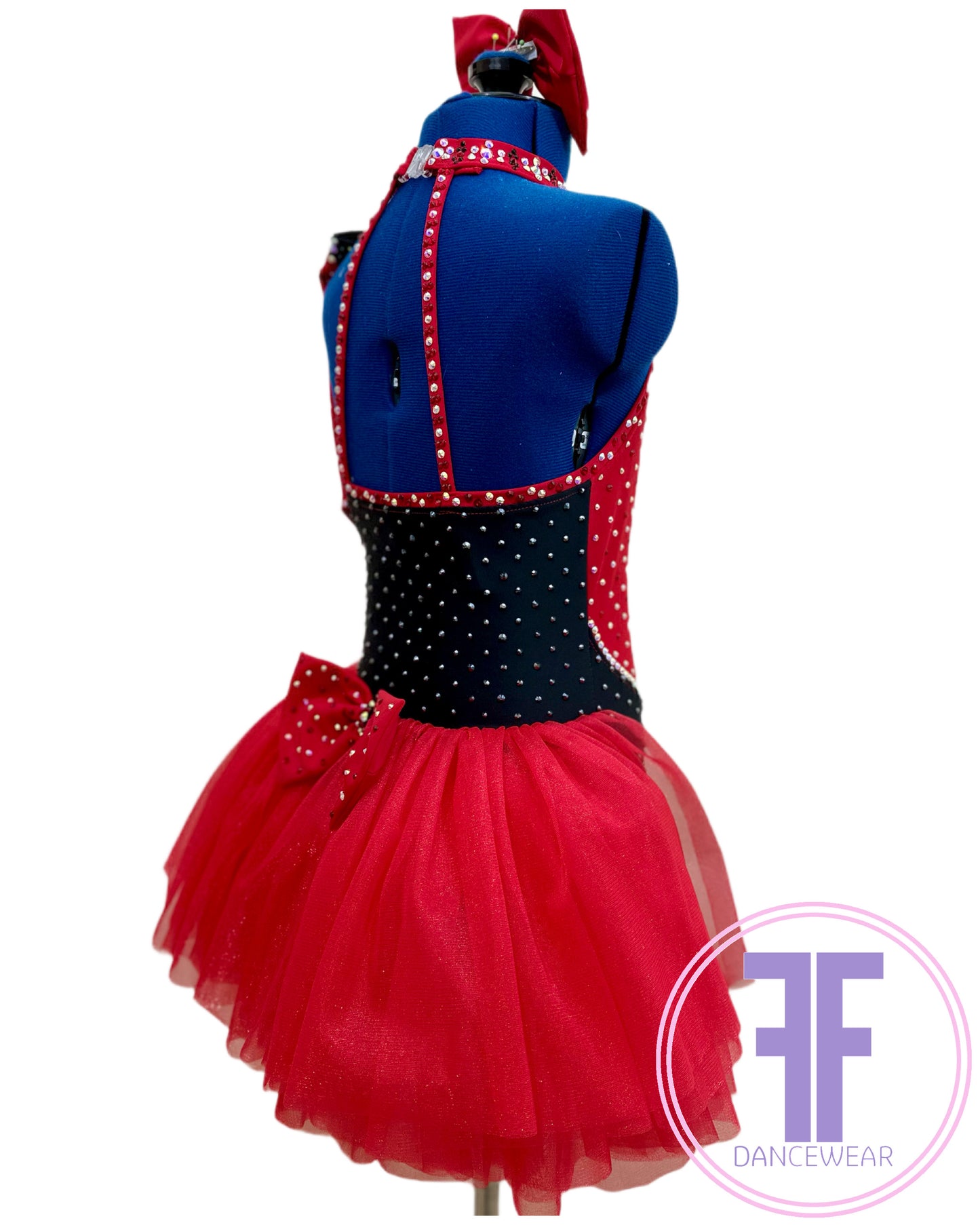 Red Heart & Black Stoned Modern / Jazz / Tap Dance Costume (7/8 yrs)