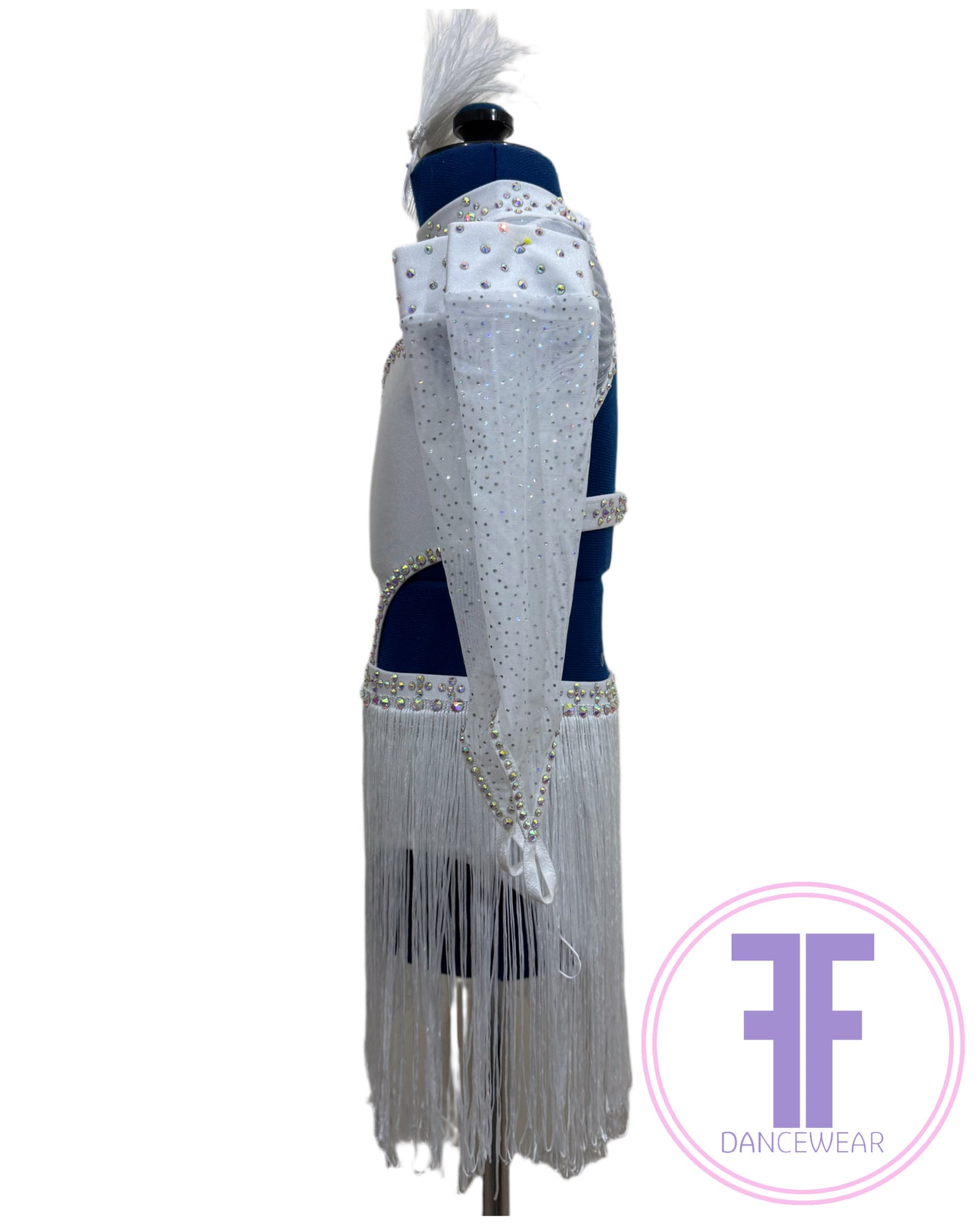 White Stoned Modern / Jazz / Tap Dance Costume (7/8 yrs)