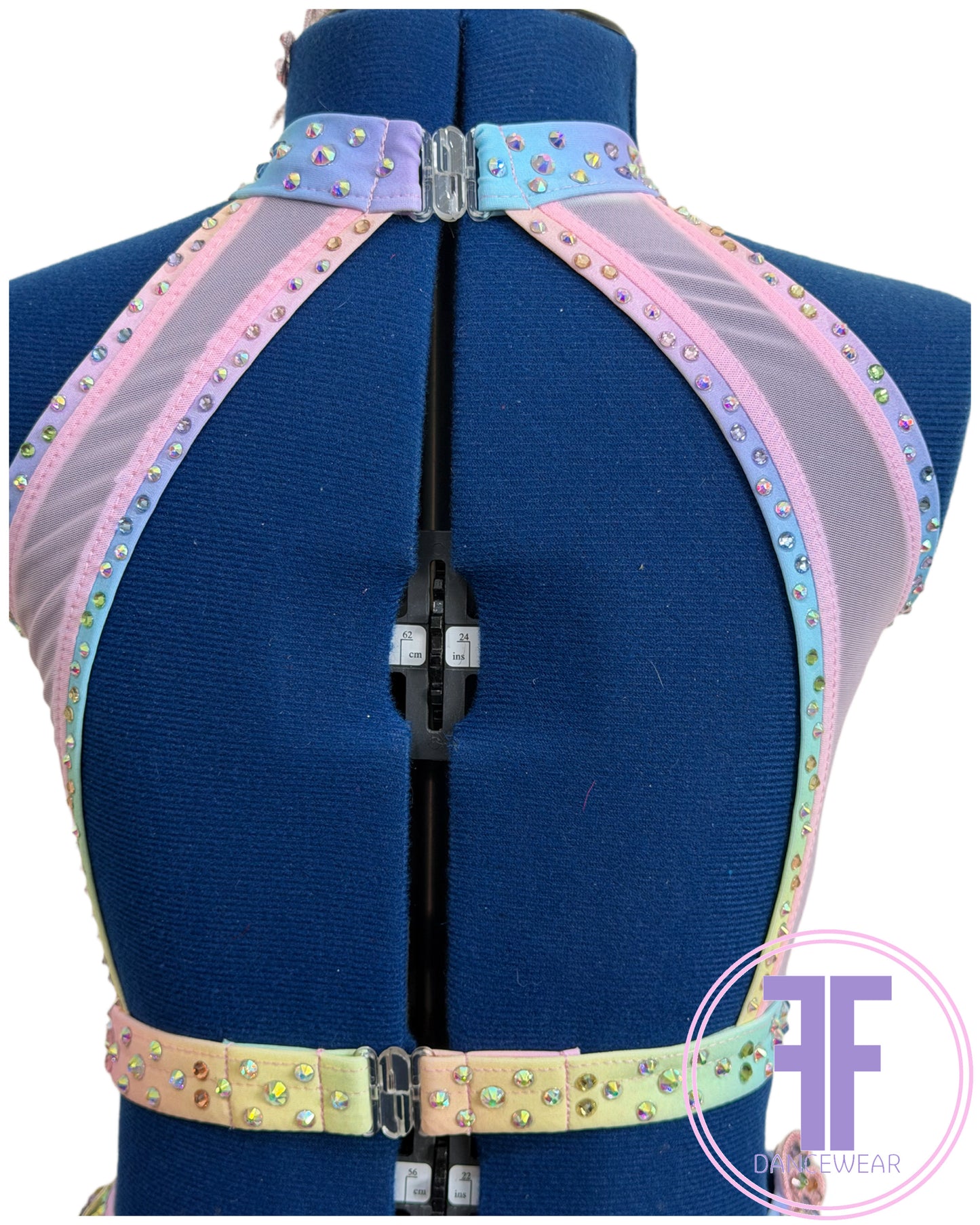 ELENA Pastel Rainbow Stoned Dance Costume Lyrical / Contemporary Dance Costume (7/8 yrs)