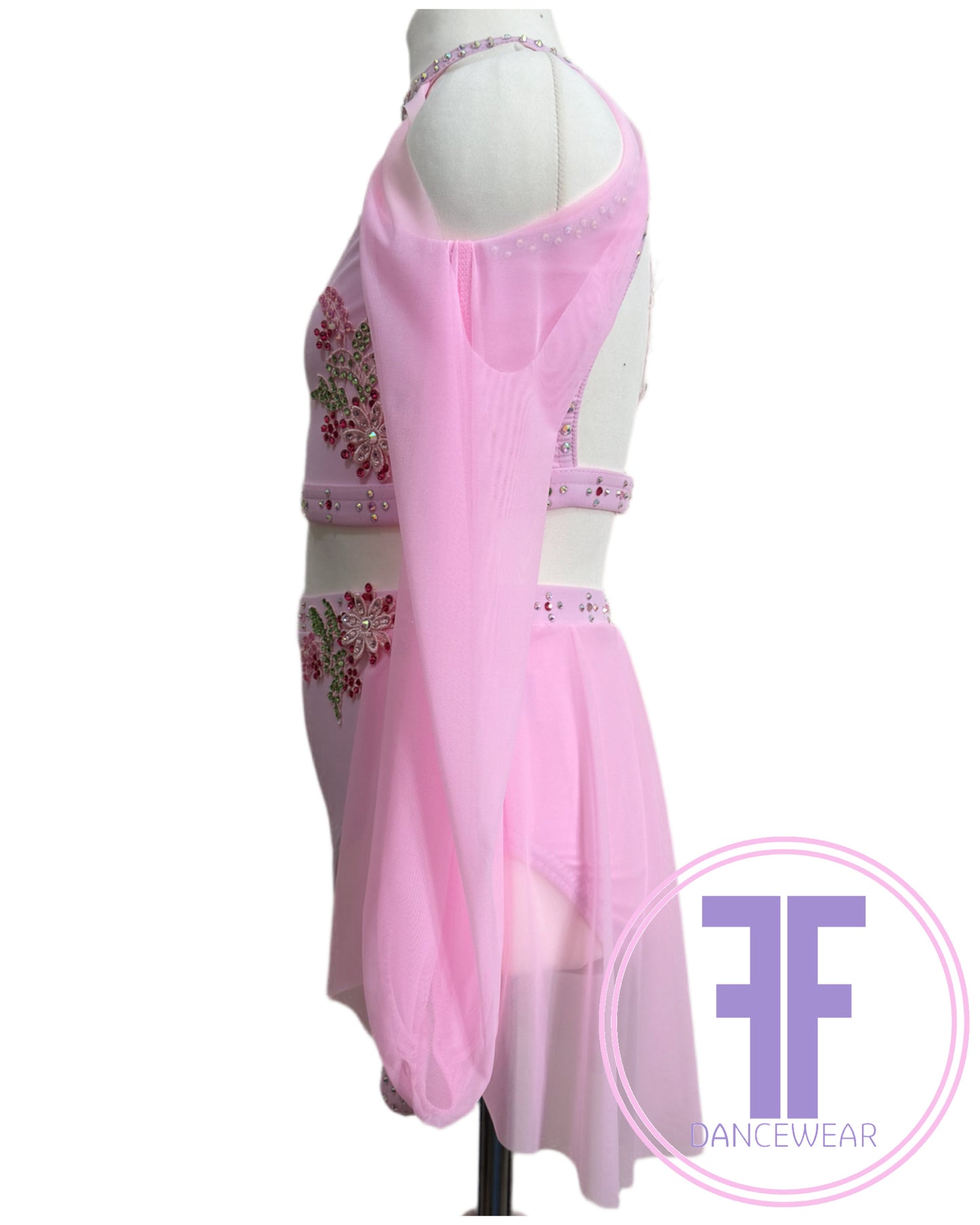 BESPOKE Pink Stoned Lyrical / Contemporary Dance Costume (11/12 yrs)