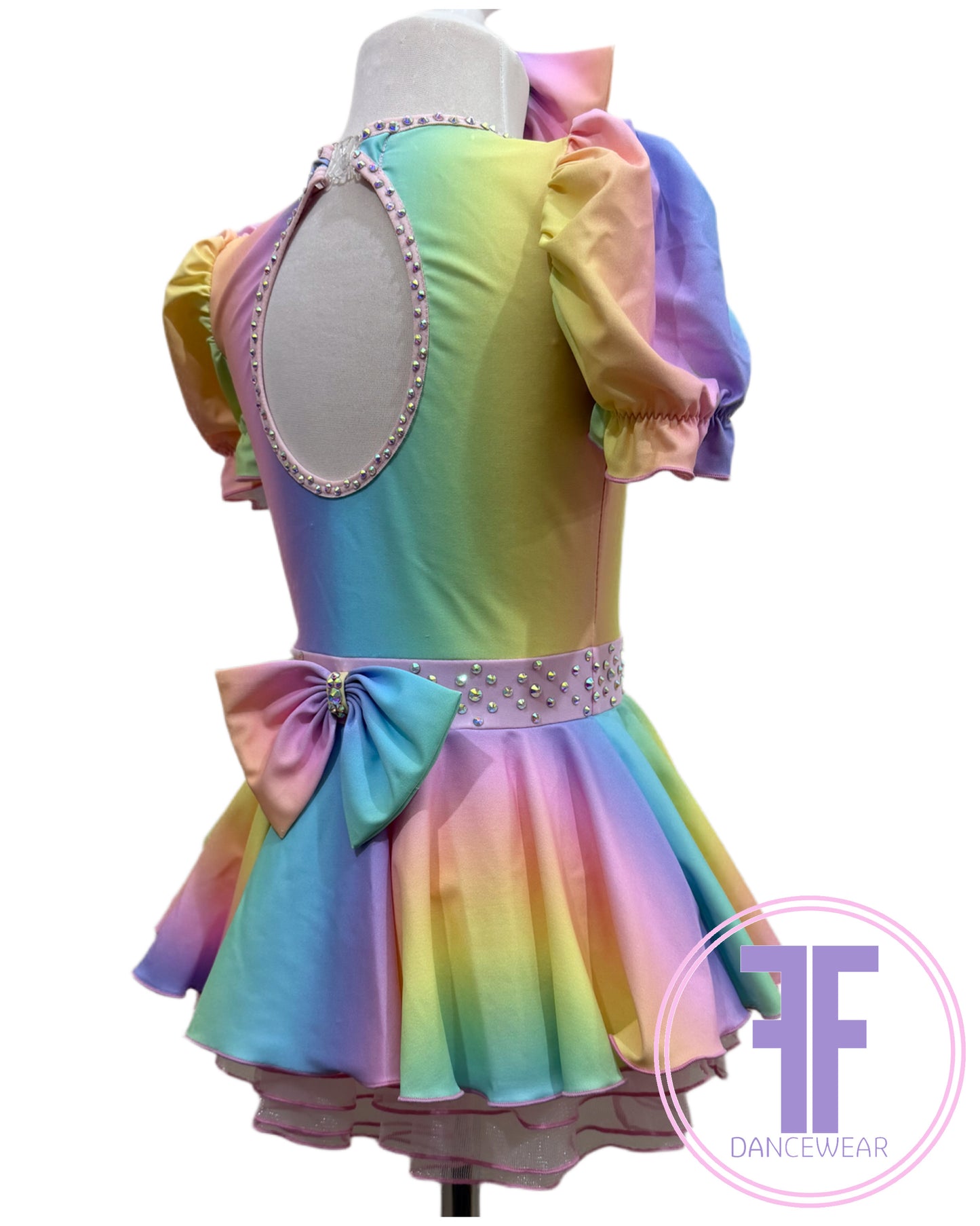 BESPOKE Pastel Rainbow Stoned Modern / Tap Dance Costume (5/6 yrs)