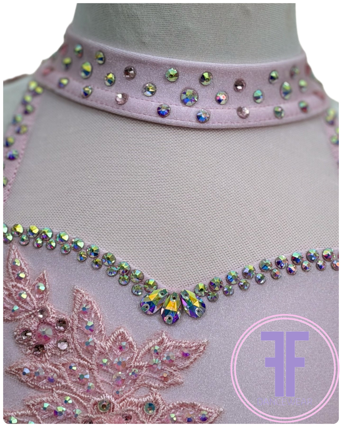 BESPOKE Sugar Pink Stoned Lyrical / Contemporary Dance Costume (5/6yrs)