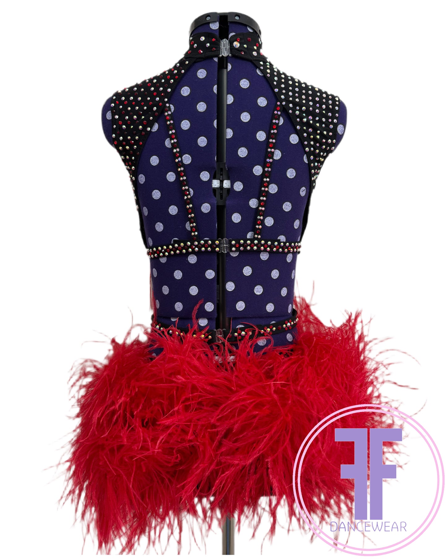 BESPOKE Black & Red Stoned Modern / Jazz / Tap Dance Costume (AS)