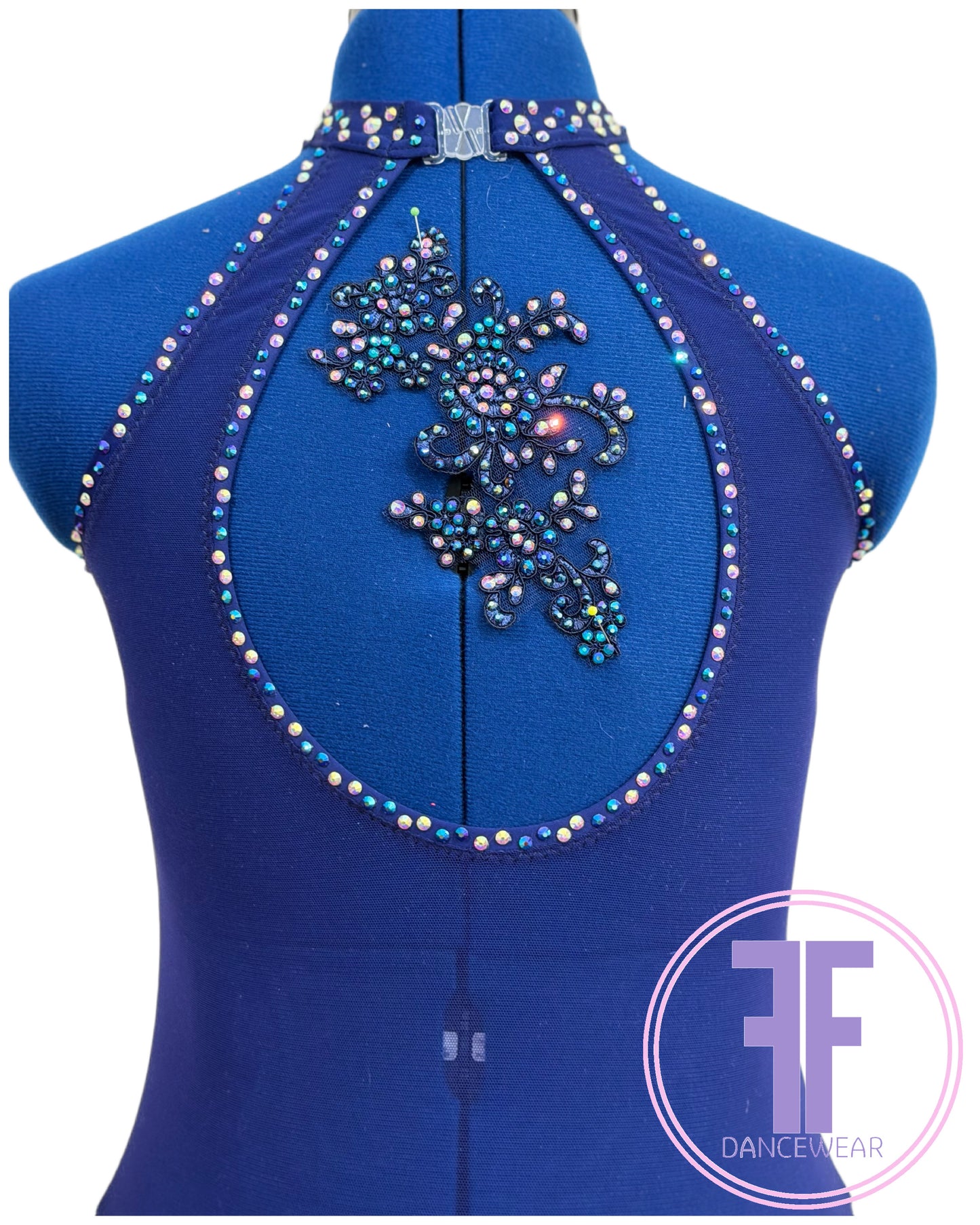 Bespoke Navy Blue Stoned Lyrical / Contemporary Dance Costume (AS)