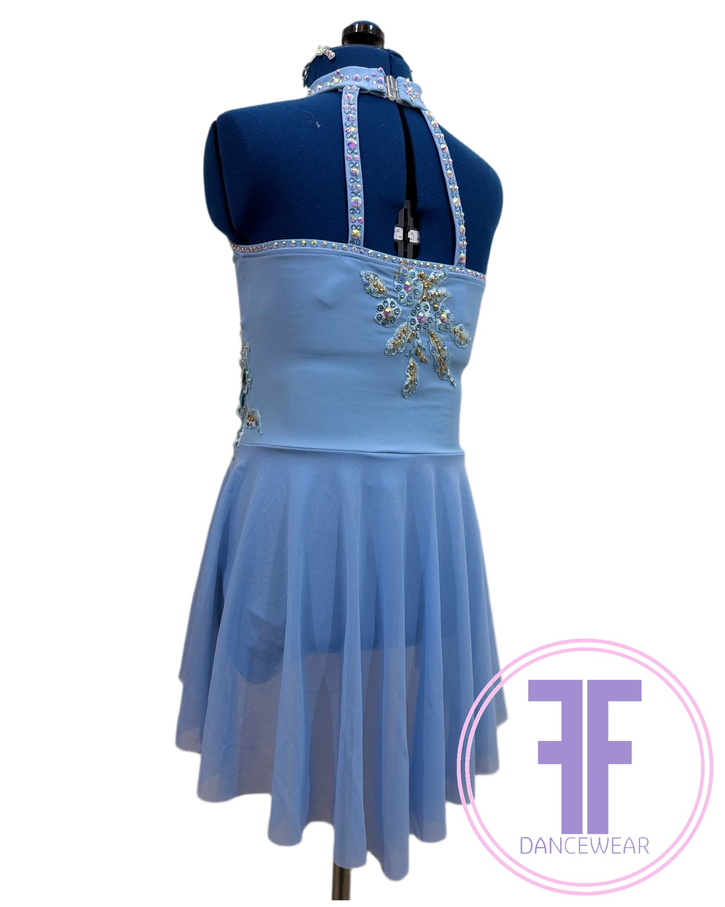 Bespoke Sky Blue Stoned Lyrical / Contemporary Dance Costume (9/10 yrs)