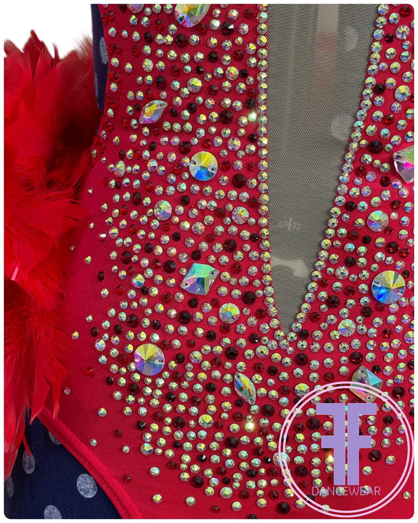BESPOKE Red Feather Bustle Stoned Modern / Acro / Tap Dance Costume (AS)