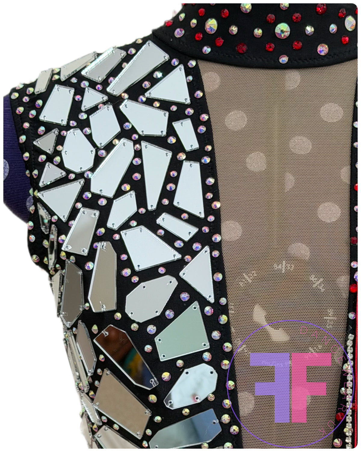 BESPOKE Black & Red Stoned Modern / Jazz / Tap Dance Costume (AS)